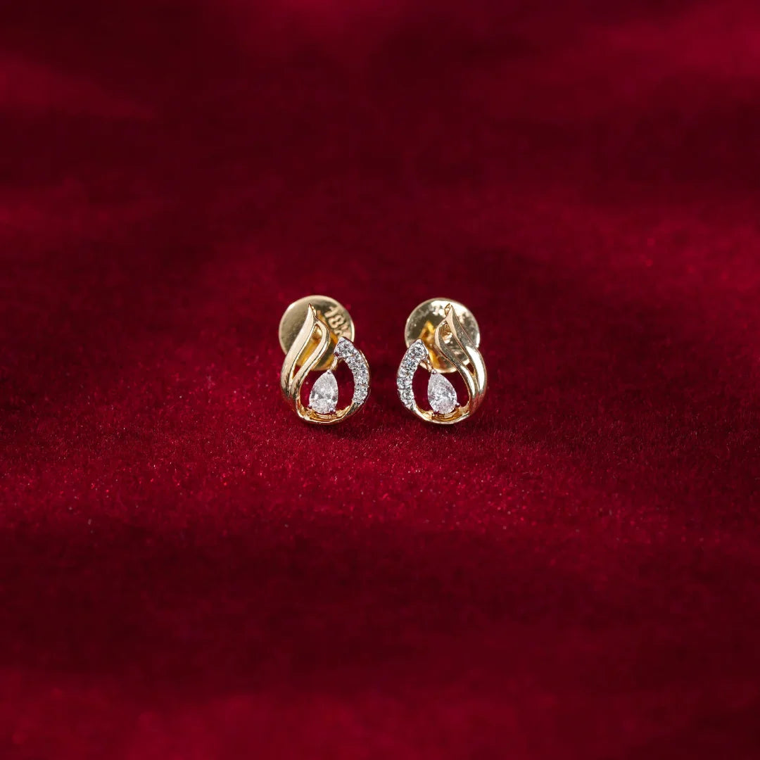 Pear Swan Diamond Studs Prospective View