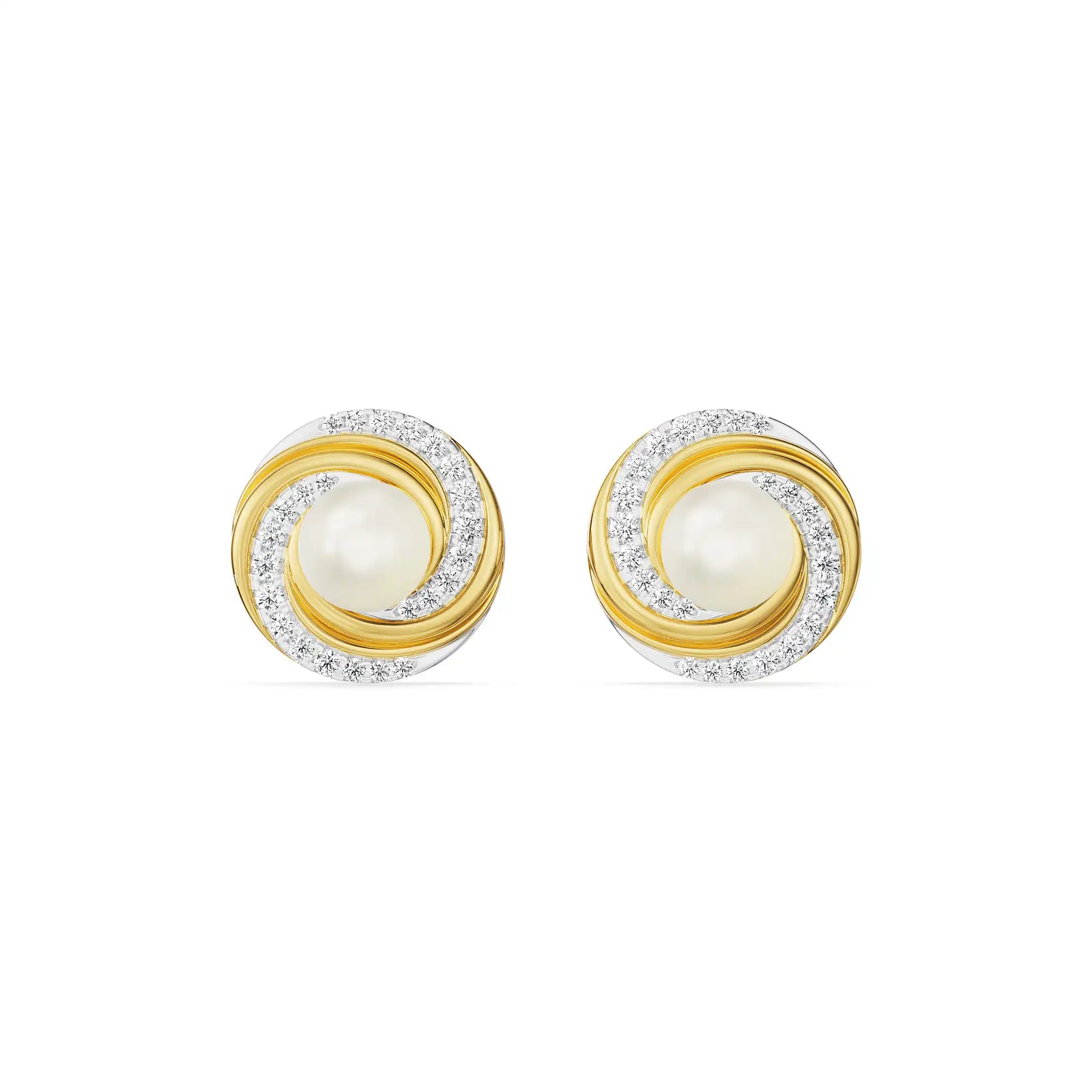 Pearly Swirly Diamond Earrings front view
