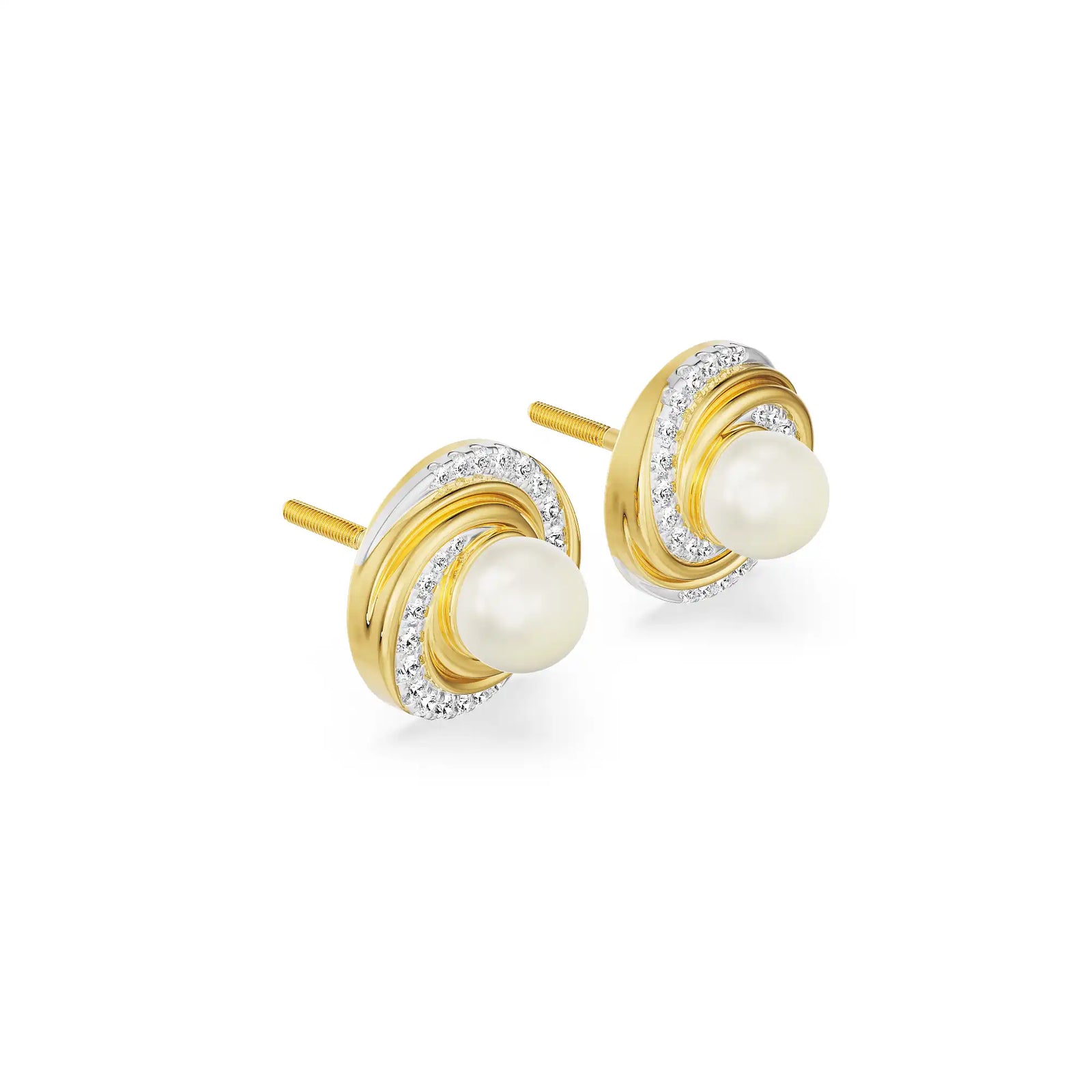 Pearly Swirly Diamond Earrings right view