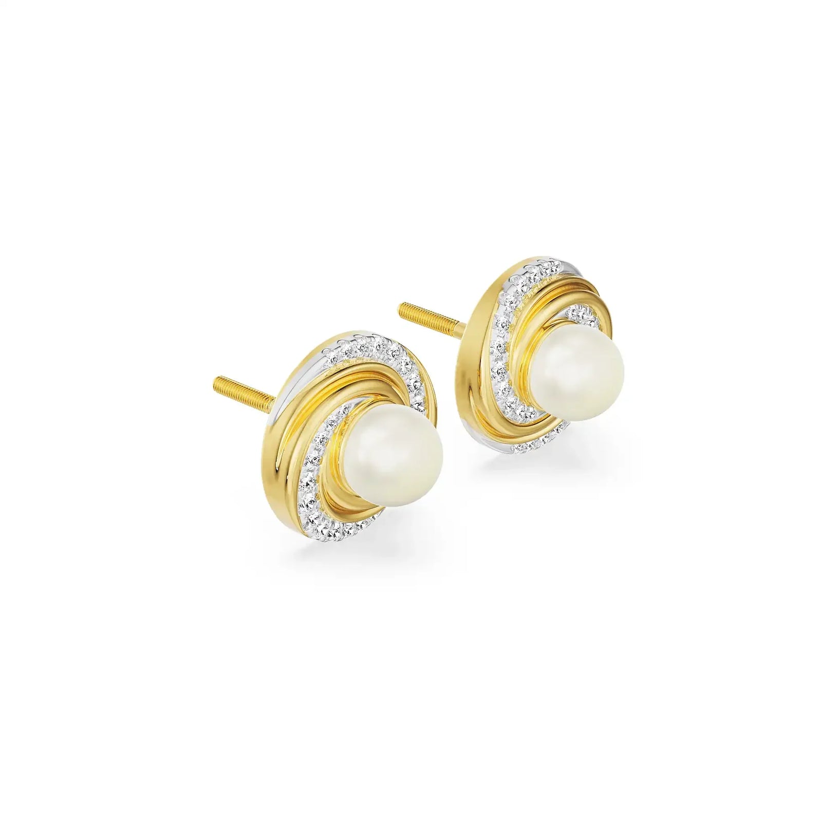 Pearly Swirly Lab Grown Diamond Earrings 9KT