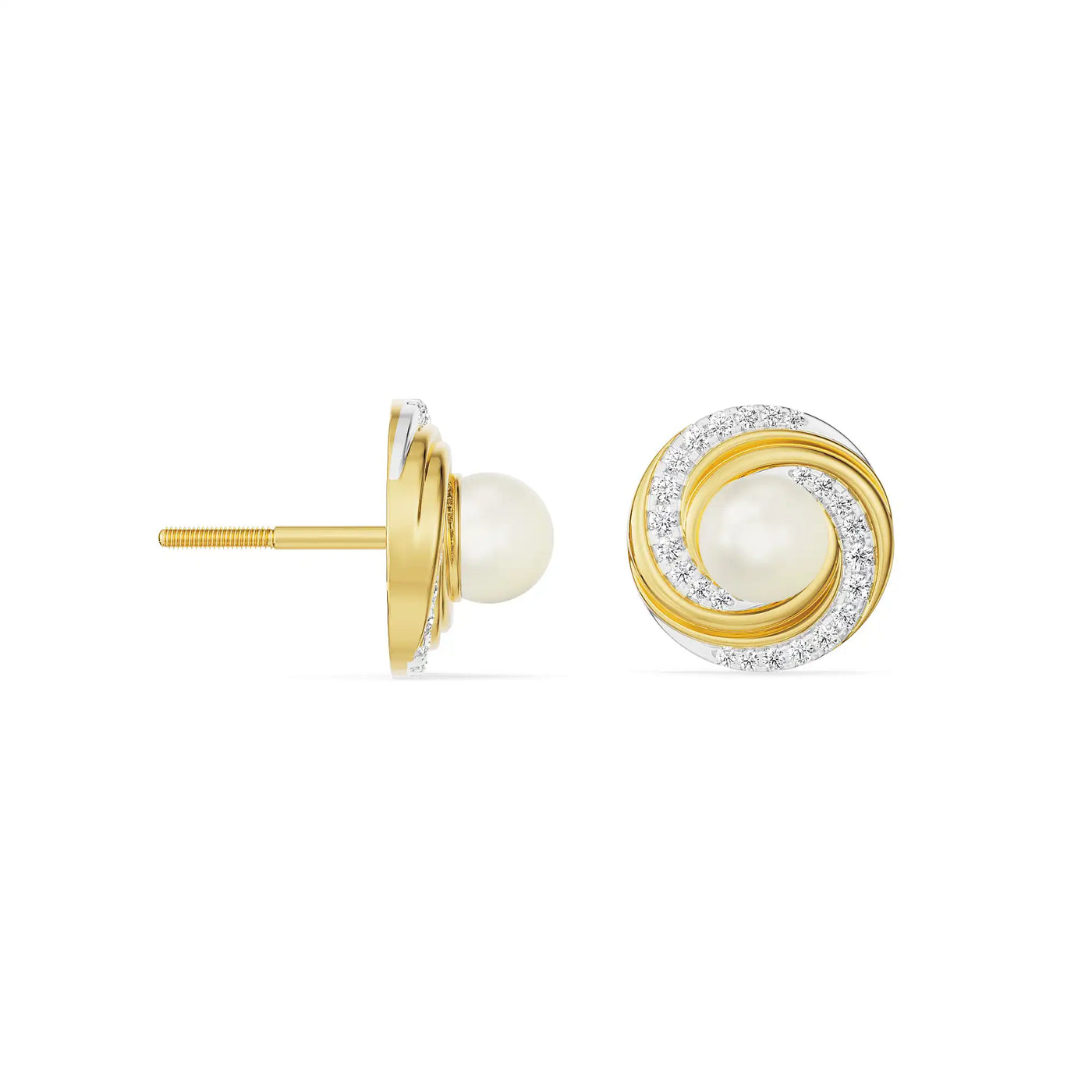 Pearly Swirly Lab Grown Diamond Earrings 9KT