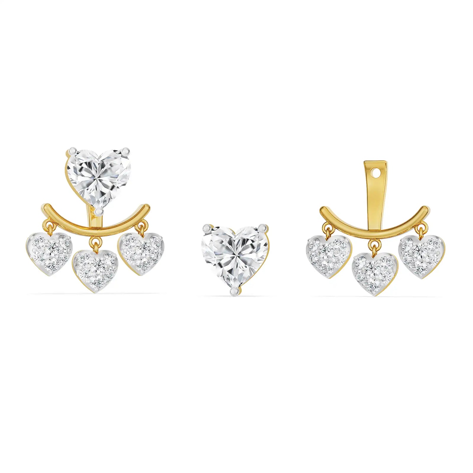 Heart Drop Lab Grown Diamond Earrings - Front view in 9KT