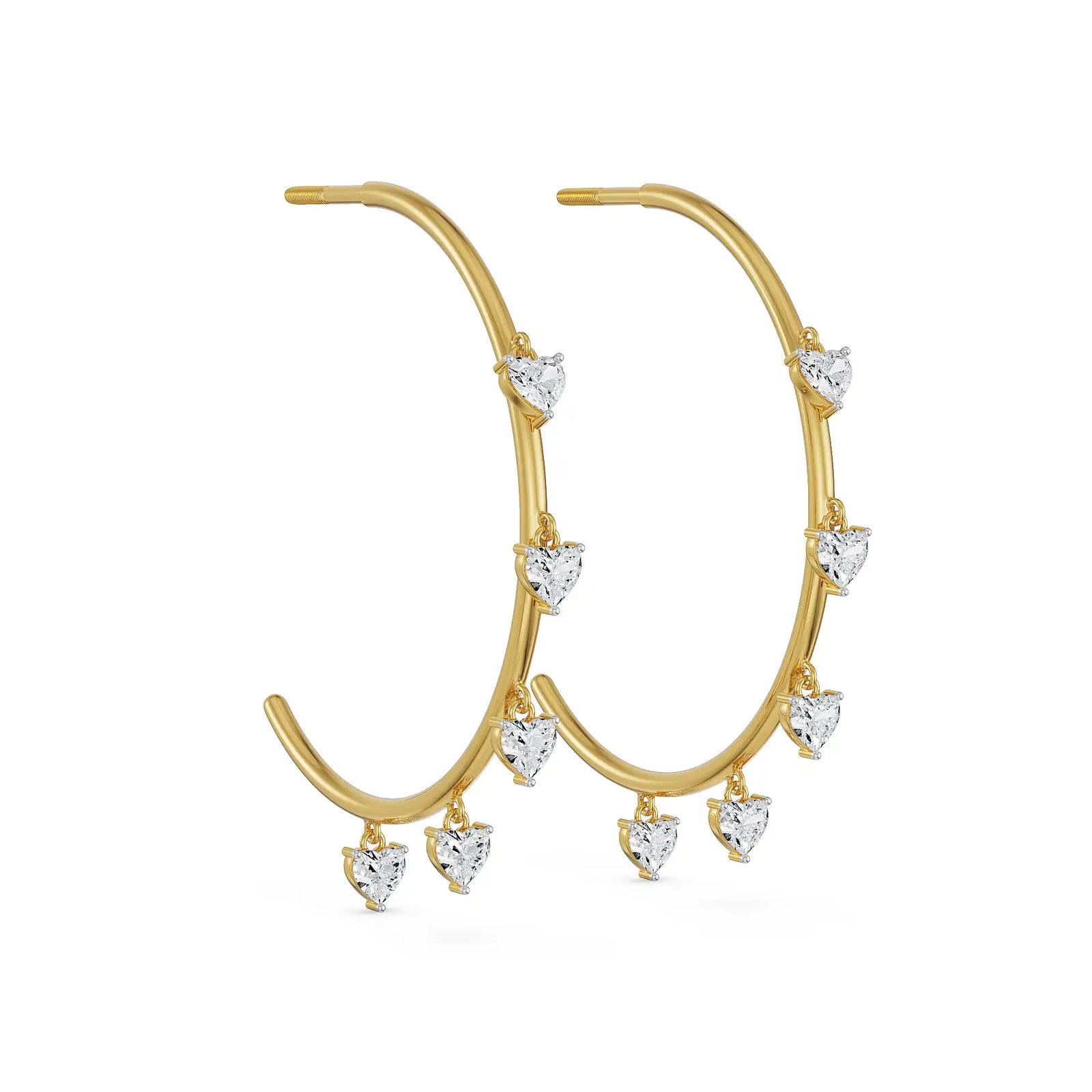 Dancing Hearts Dangle Hoop Earrings - Side view