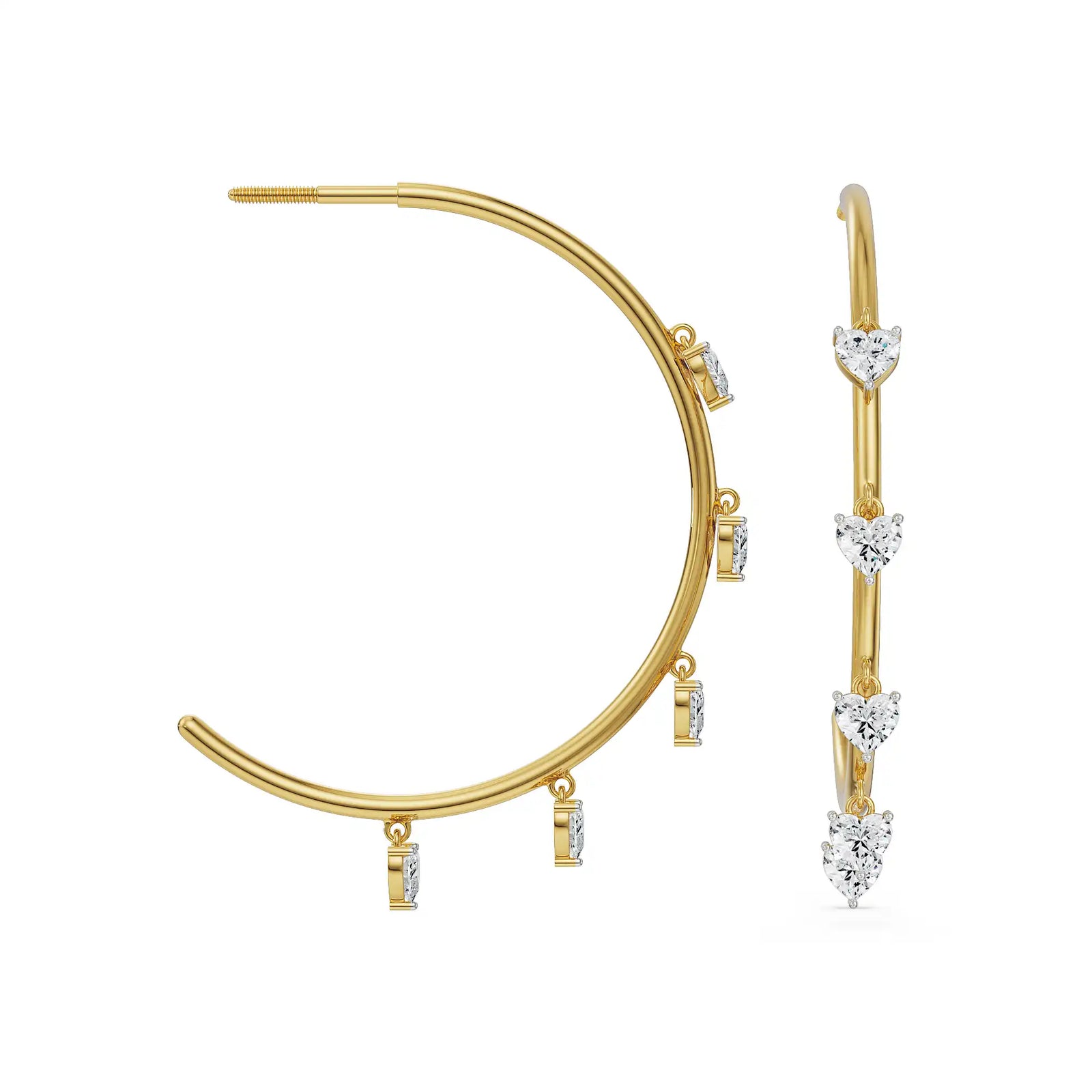 Dancing Hearts Dangle Hoop Earrings - Prospective view