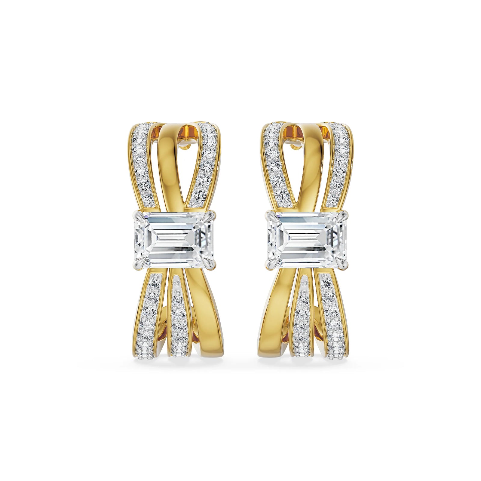 Ribbon Lab Grown Diamond Hoop Earrings - front view