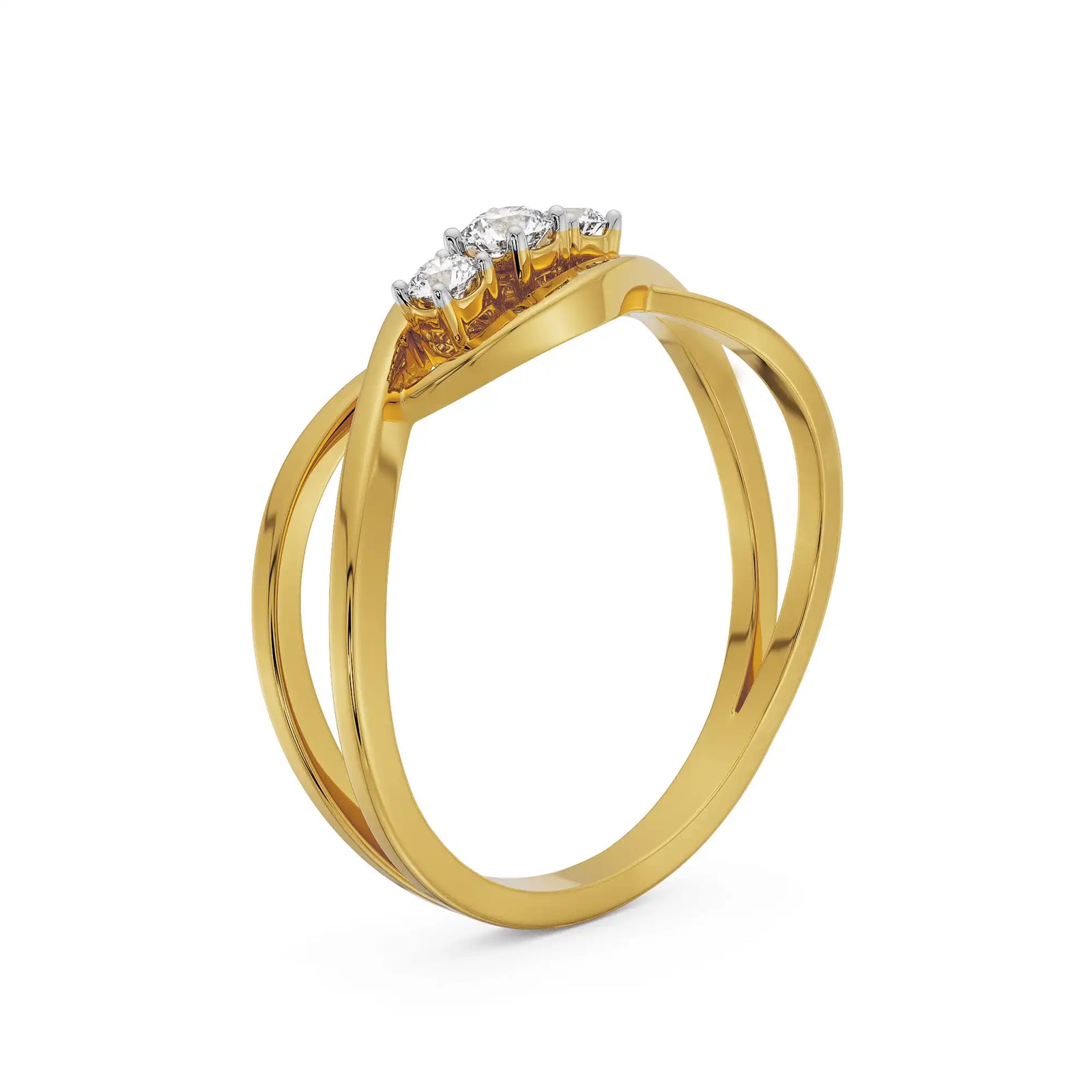 Trifecta of Diamonds Band Back View in 9KT