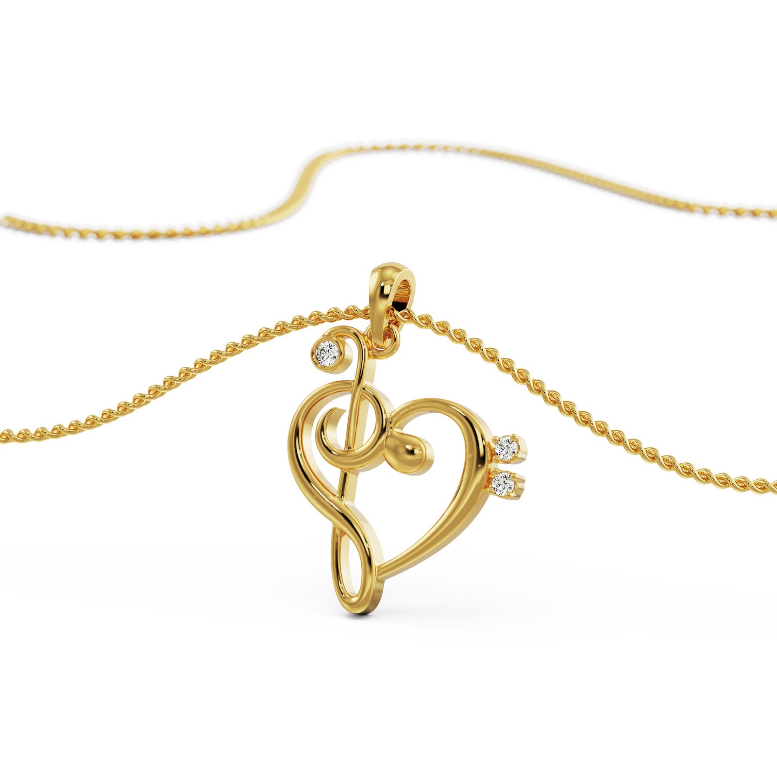 Heart Beat Diamond Pendant Side view