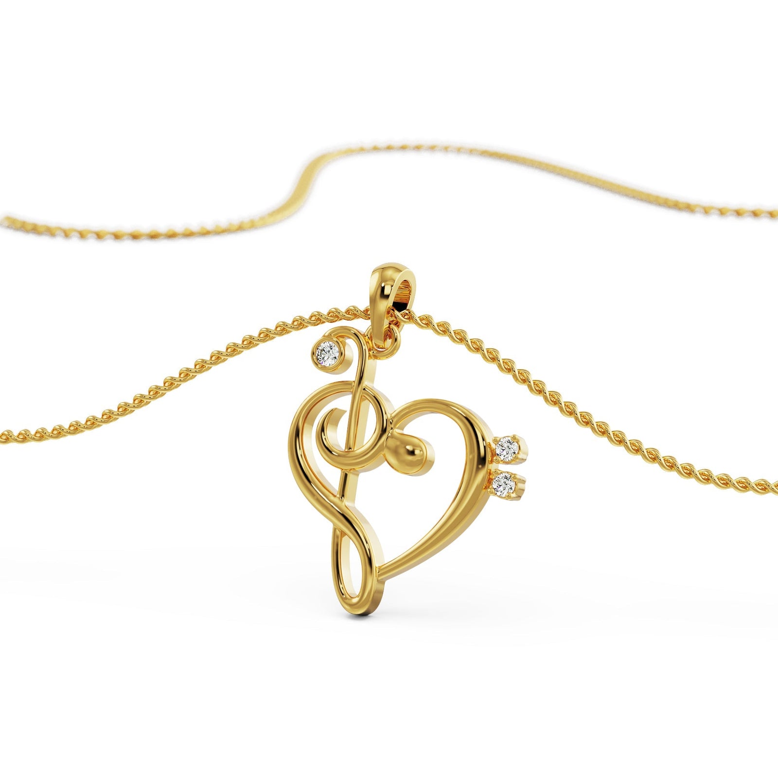 Heart Beat Diamond Pendant Side view in 9KT