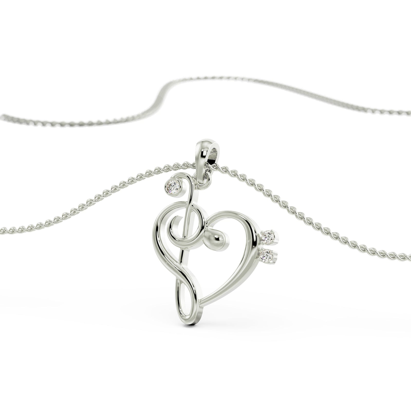 Heart Beat Diamond Pendant Front view