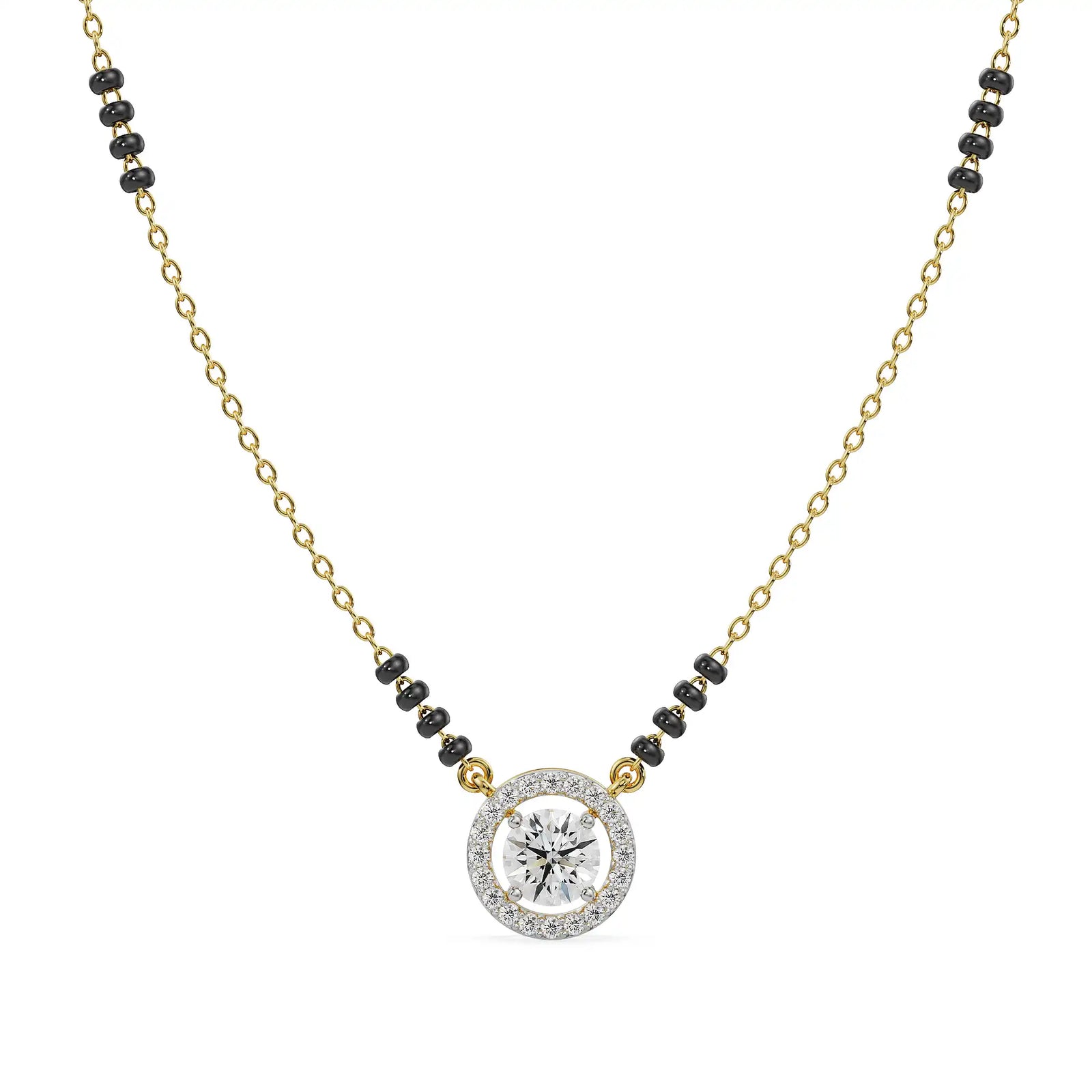 0.5 CT Halo Diamond Mangalsutra Front View