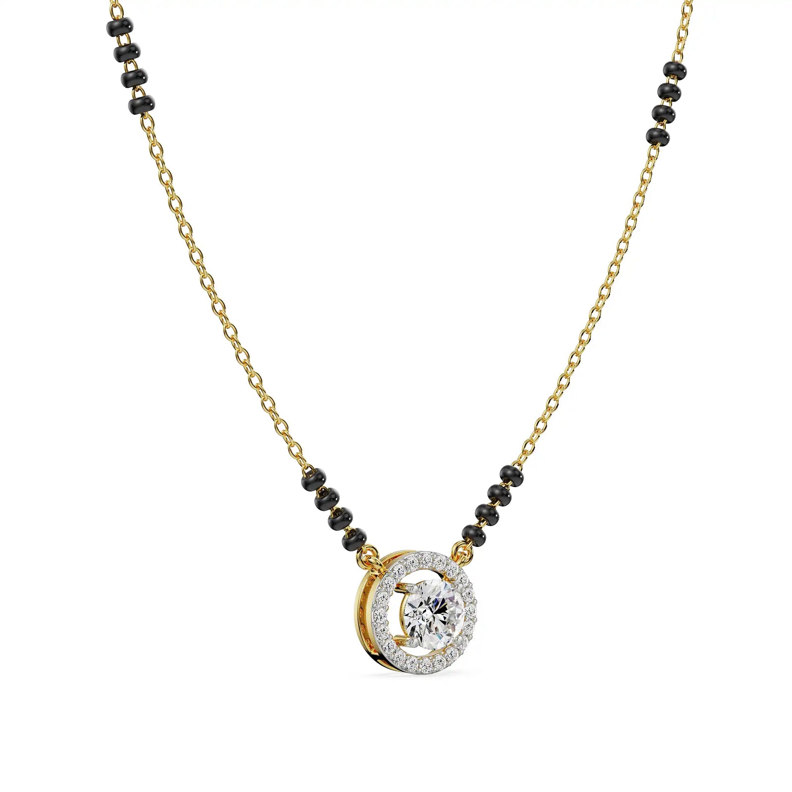 0.5 CT Halo Diamond Mangalsutra Side View