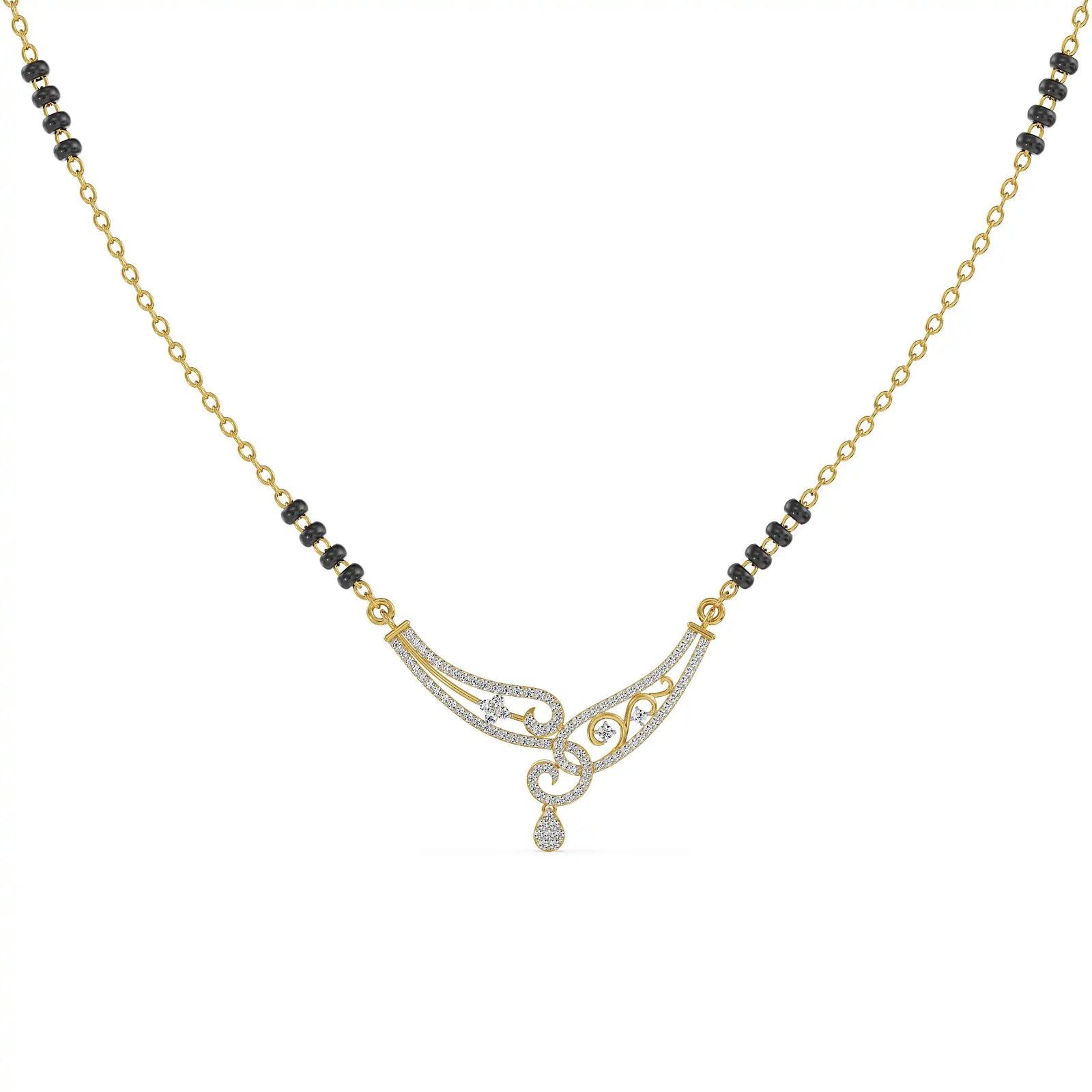 Aranya Floral Lab Grown Diamond Mangalsutra - front view