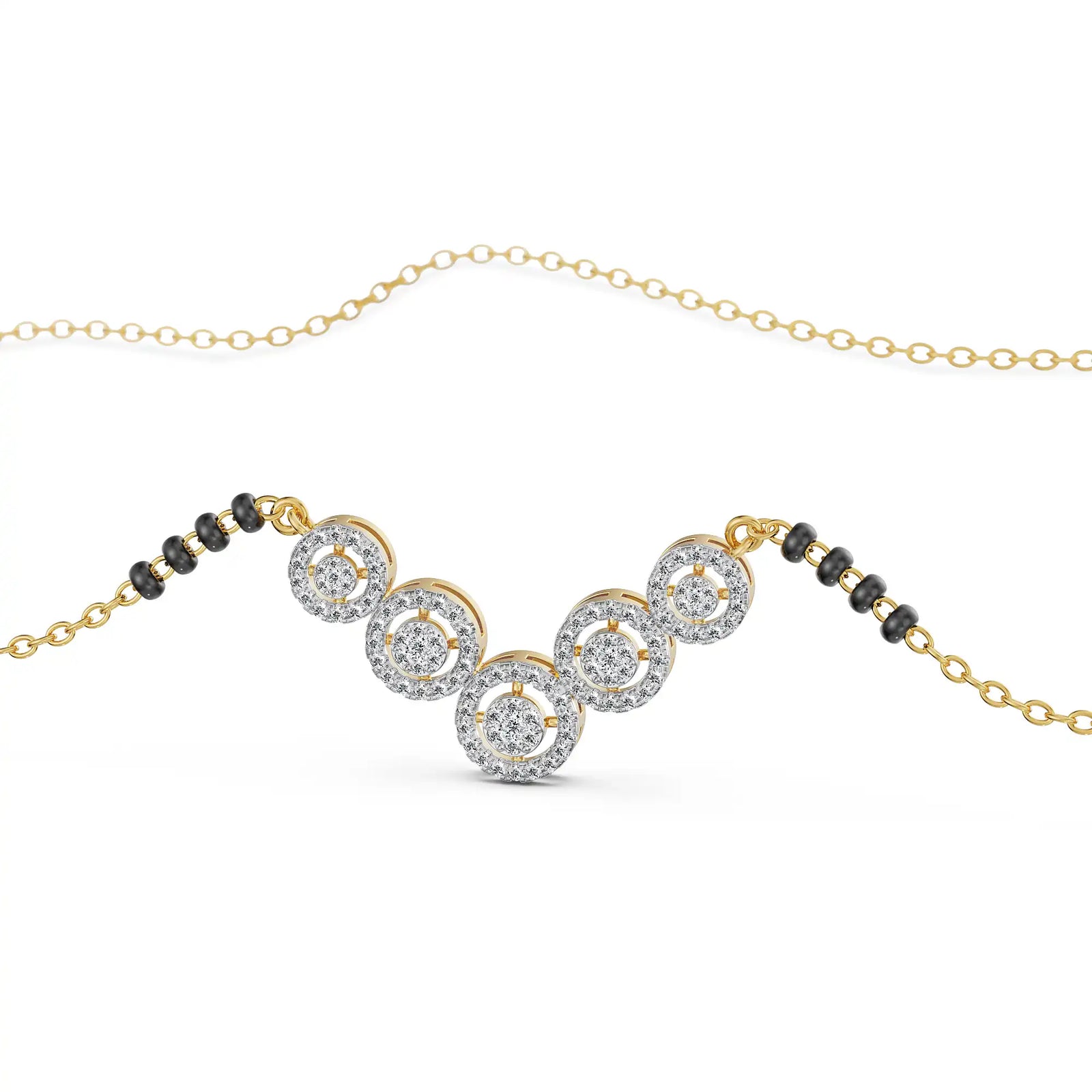 Fivefold Halo Lab Grown Diamond Mangalsutra - front view