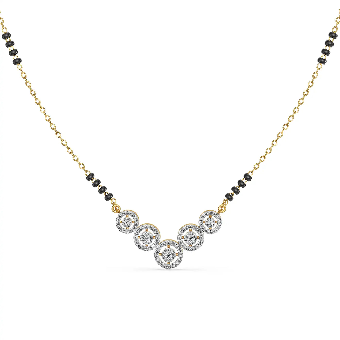 Fivefold Halo Lab Grown Diamond Mangalsutra