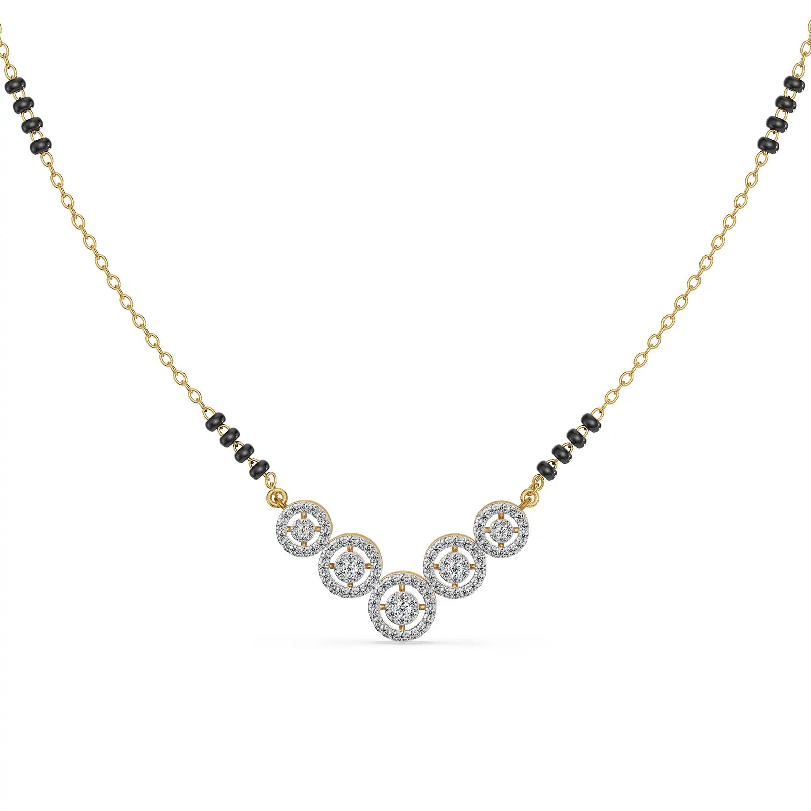 Fivefold Halo Lab Grown Diamond Mangalsutra - perspective view