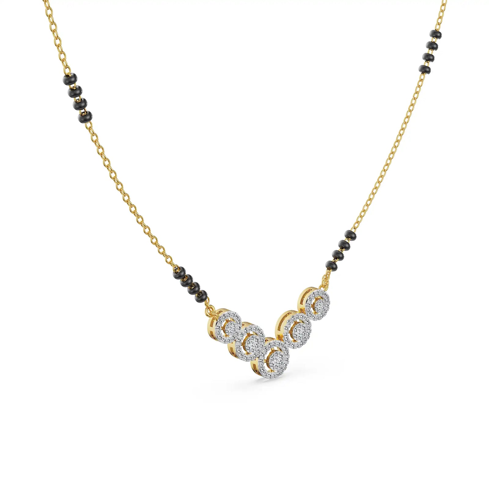 Fivefold Halo Lab Grown Diamond Mangalsutra - side view