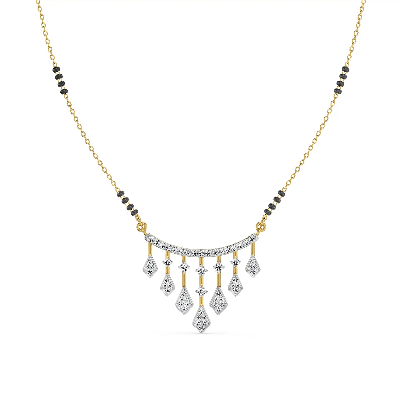 Noor Lab Grown Diamond Mangalsutra - front view in 9KT
