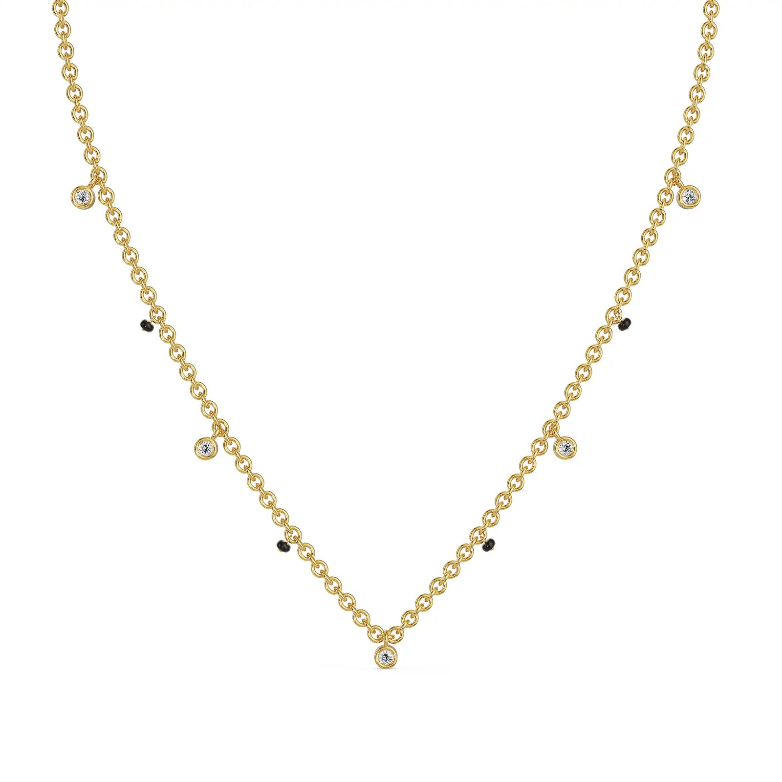 Minimal Bliss Lab Grown Diamond Mangalsutra - front view in 9KT