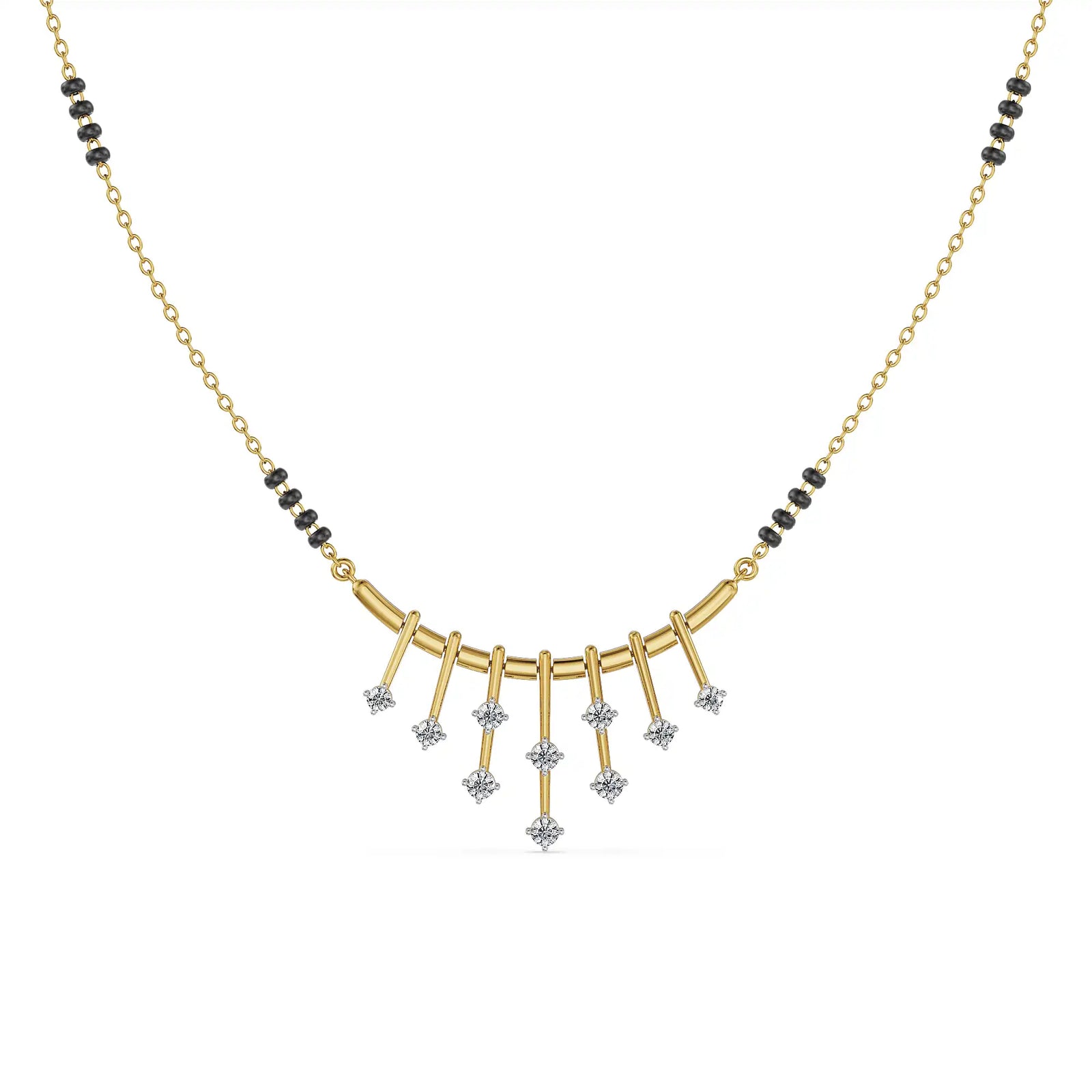 Sparkle Lab Grown Diamond Mangalsutra - front view in 9KT