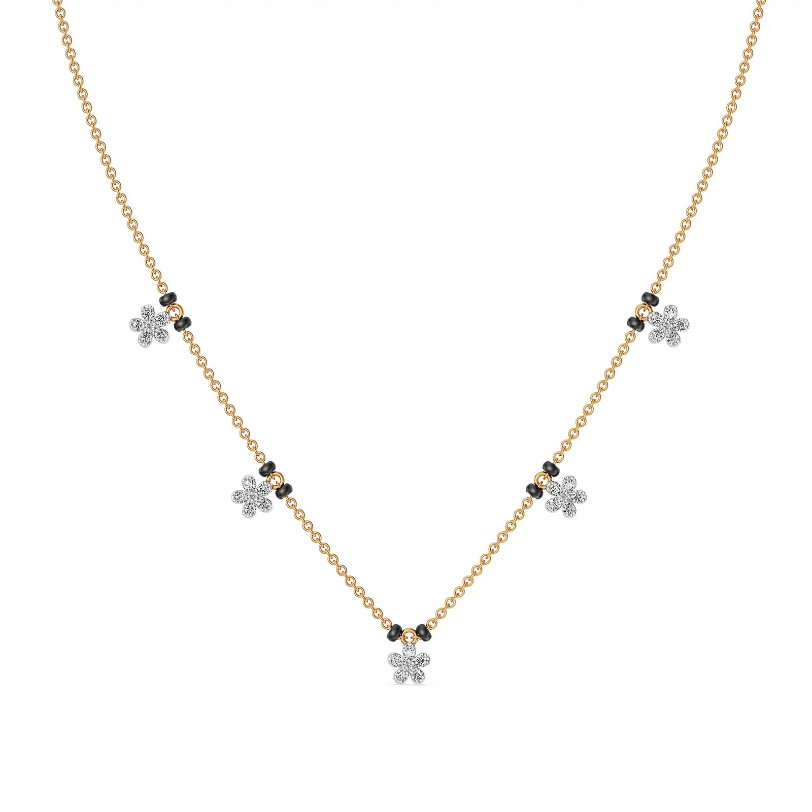Sia Lab Grown Diamond Mangalsutra - side view in 9KT