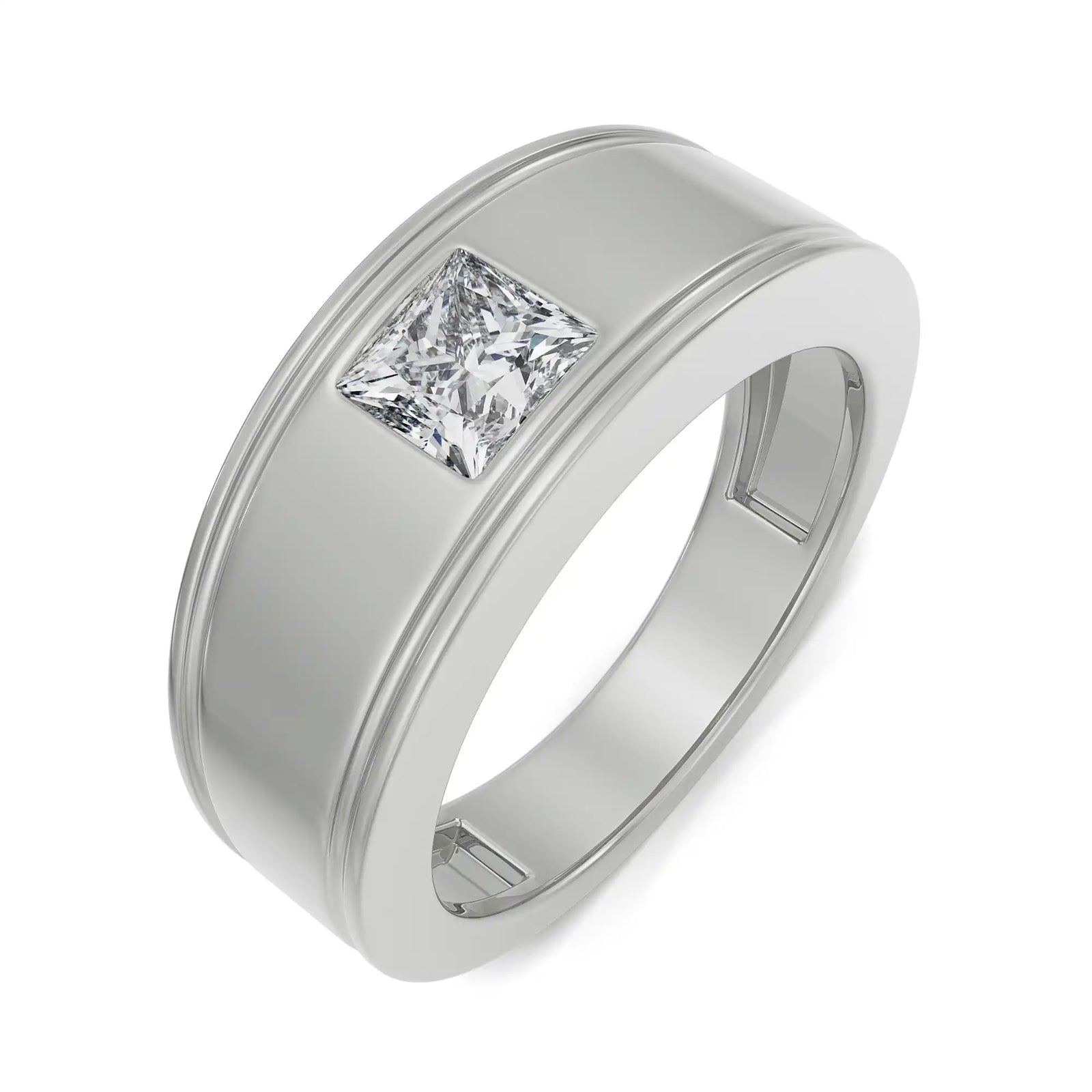 Princess Cut Diamond Band for Men Top View