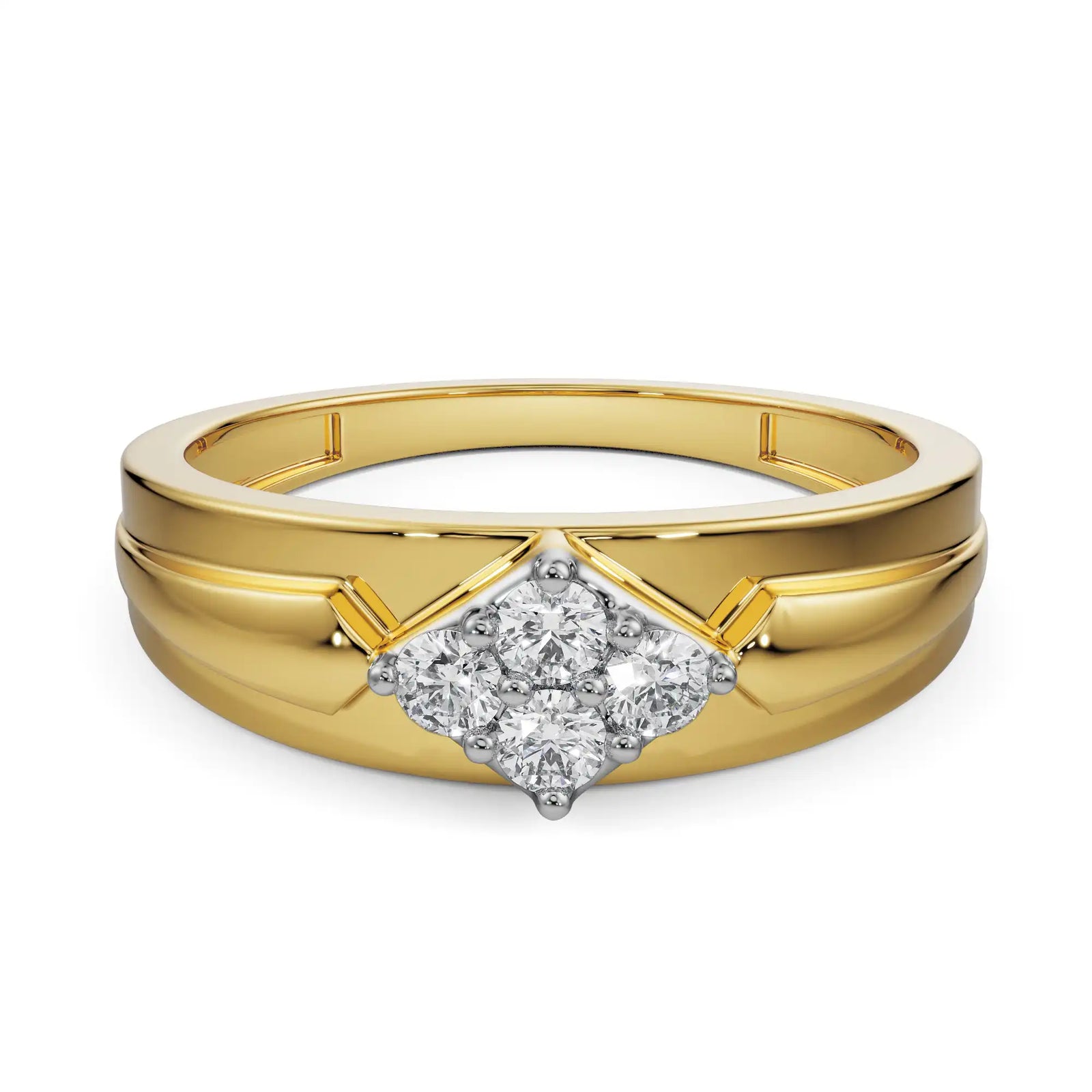 Rhombus Quad Wedding Ring Front View