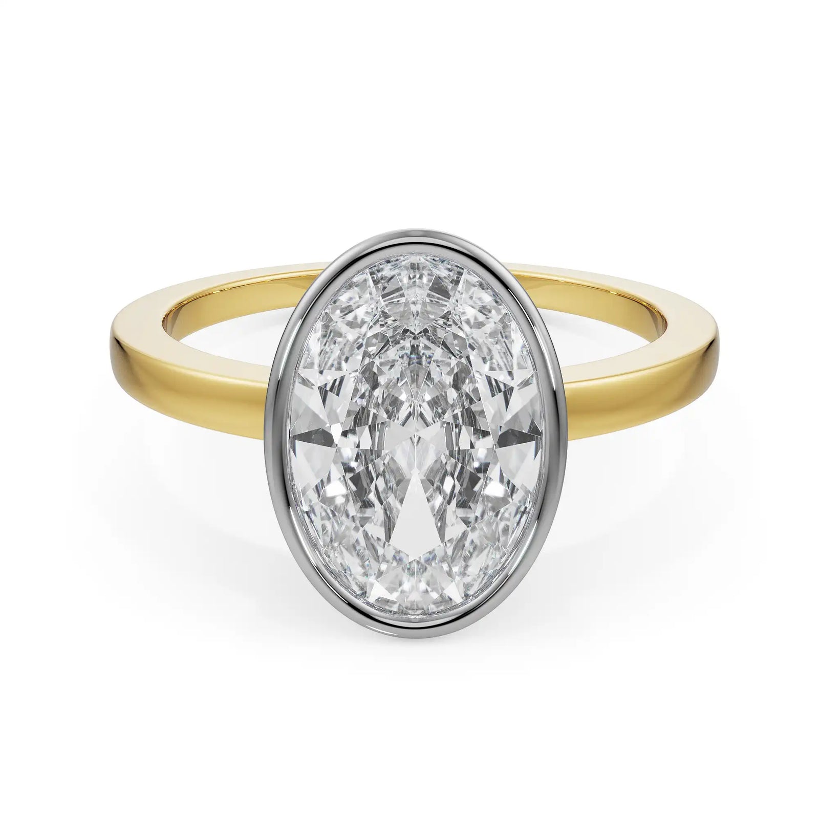 Classic Oval Cut Men Diamond Ring Front View in 9KT