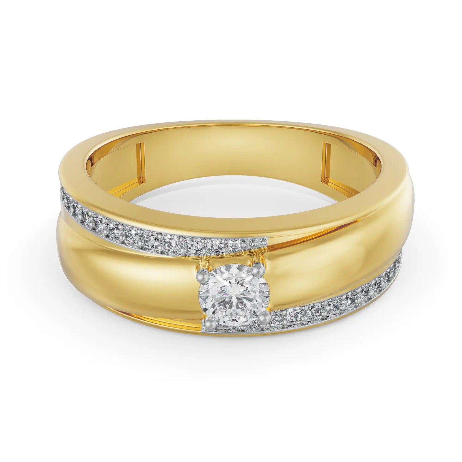 Sleek Line Pave Diamond Band Front View