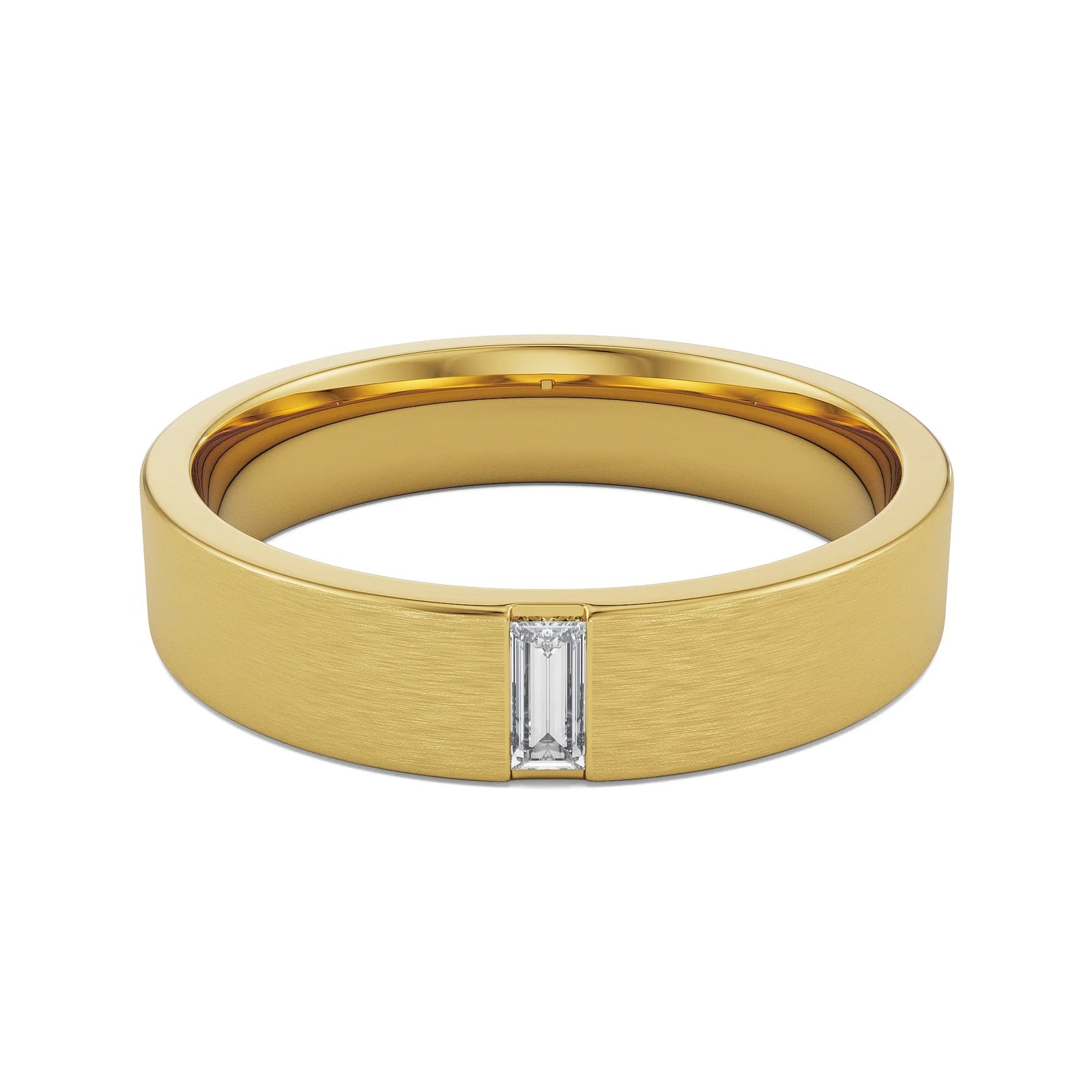 Textured Baguette Band Front View in 9KT