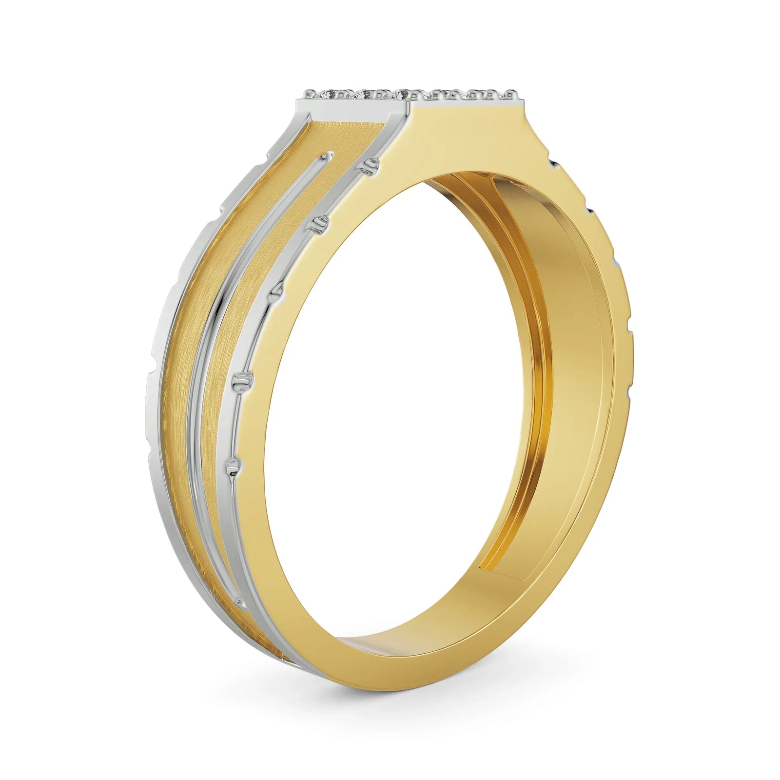 Dewy Quad Diamond Band for Men Side View in 9KT