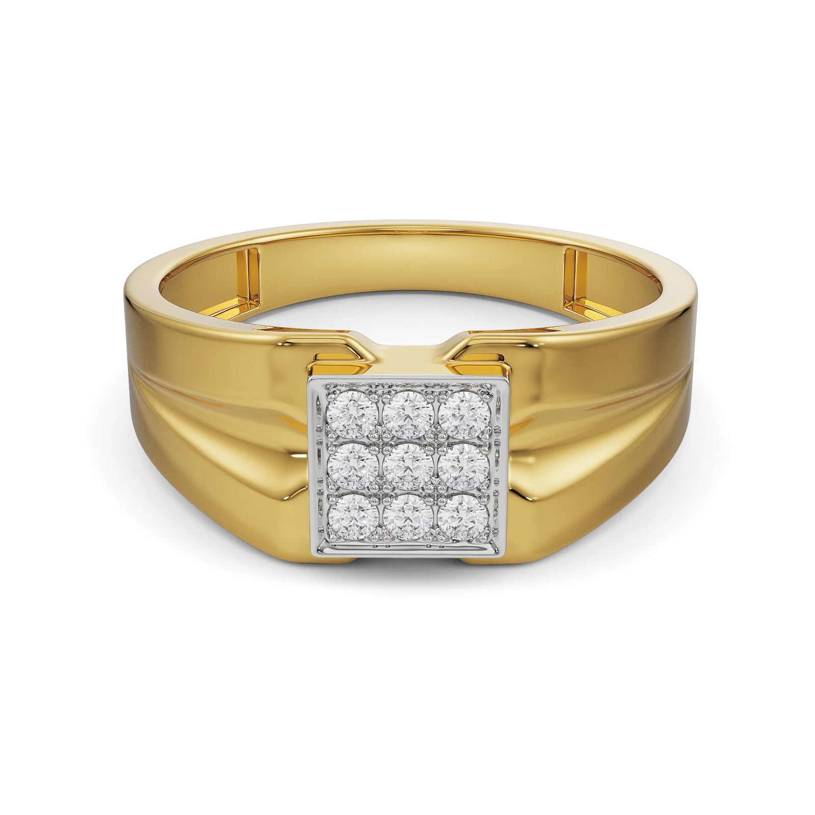 Brushed Diamond Band for Men Front View
