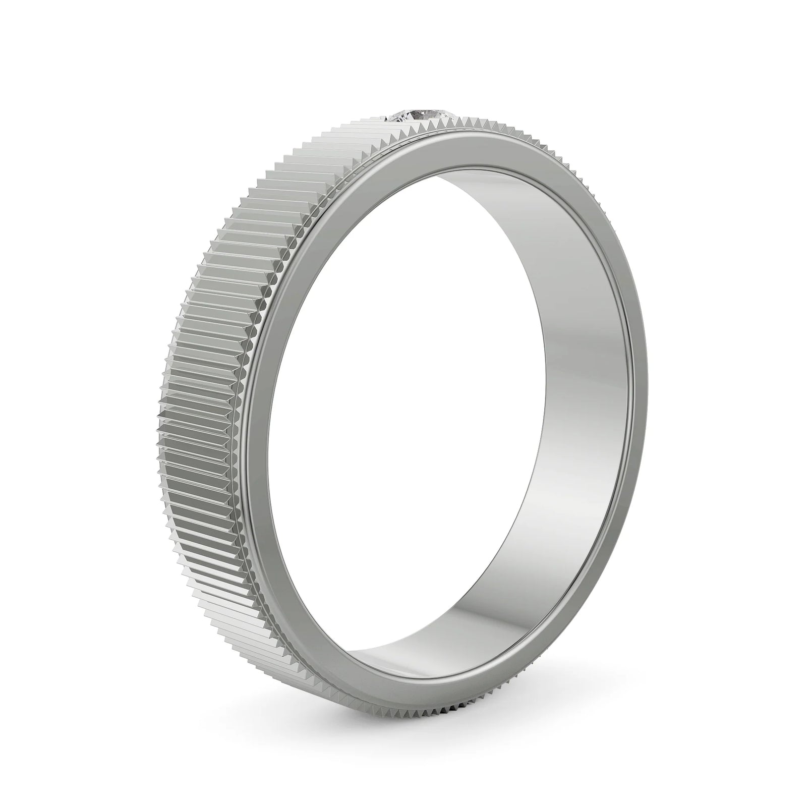 Inlay Round Diamond Band Side View