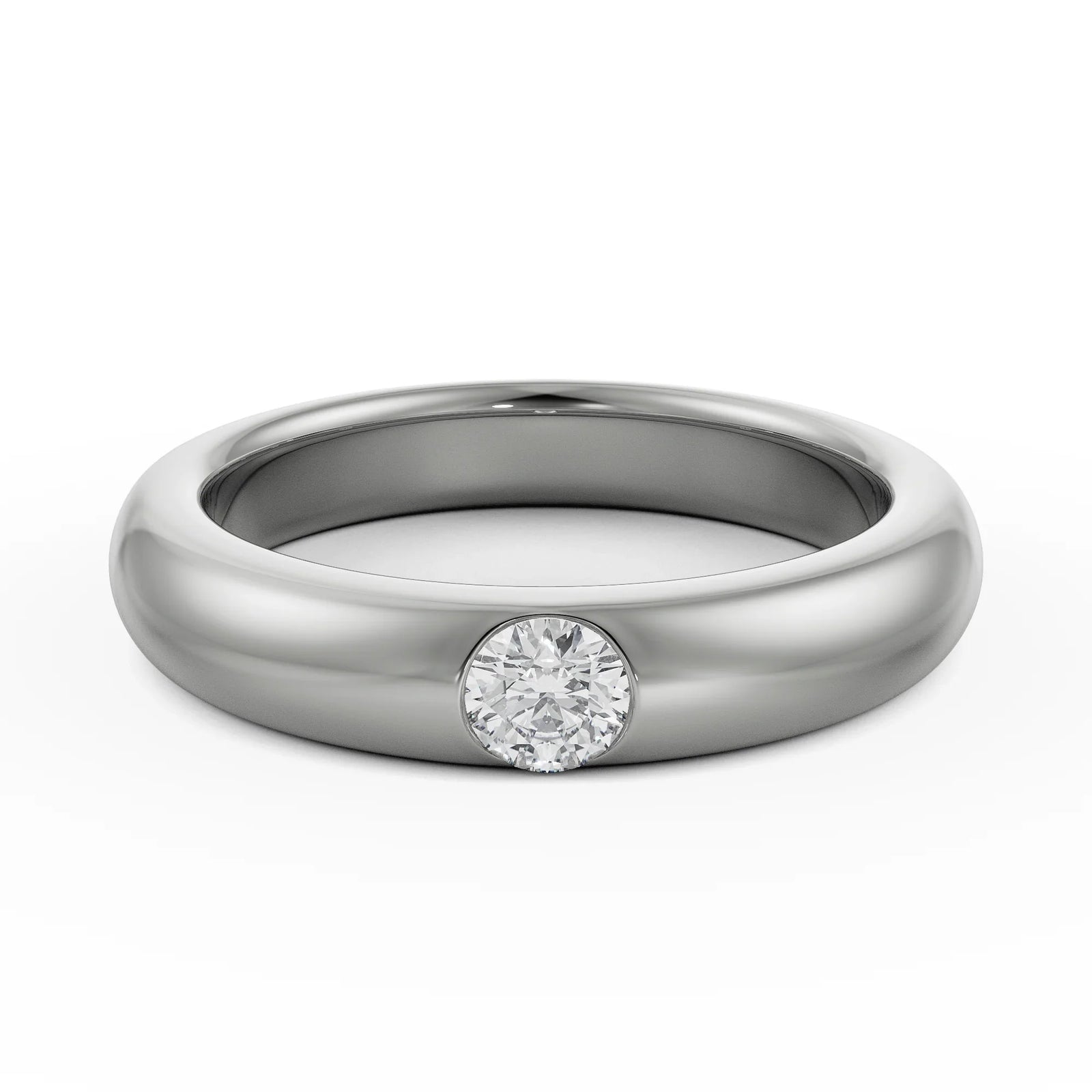 Sleek Round Band Front View in 9KT