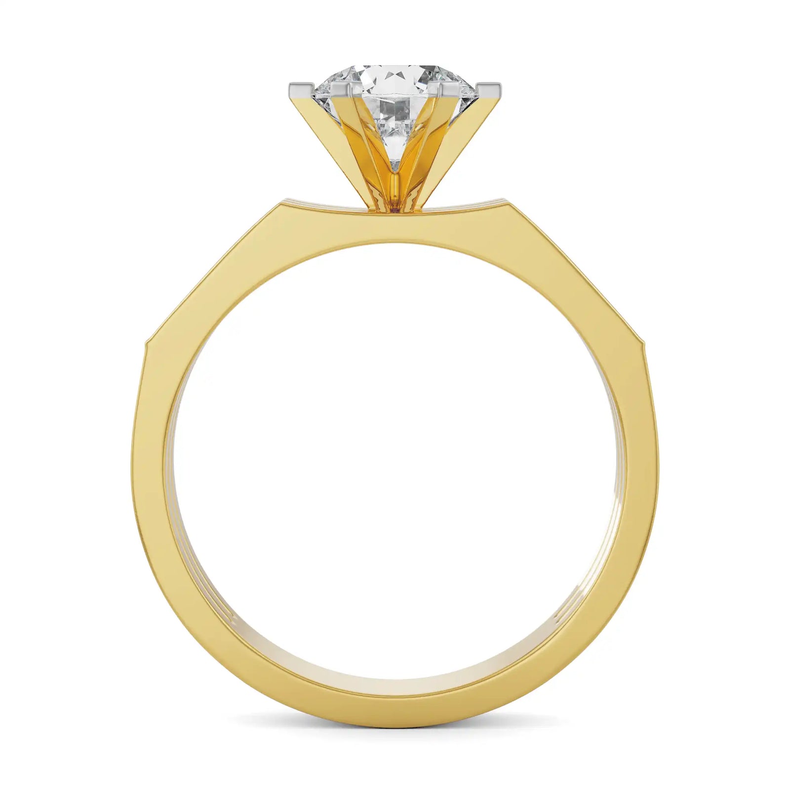 Bold Solitaire Diamond Ring Back View