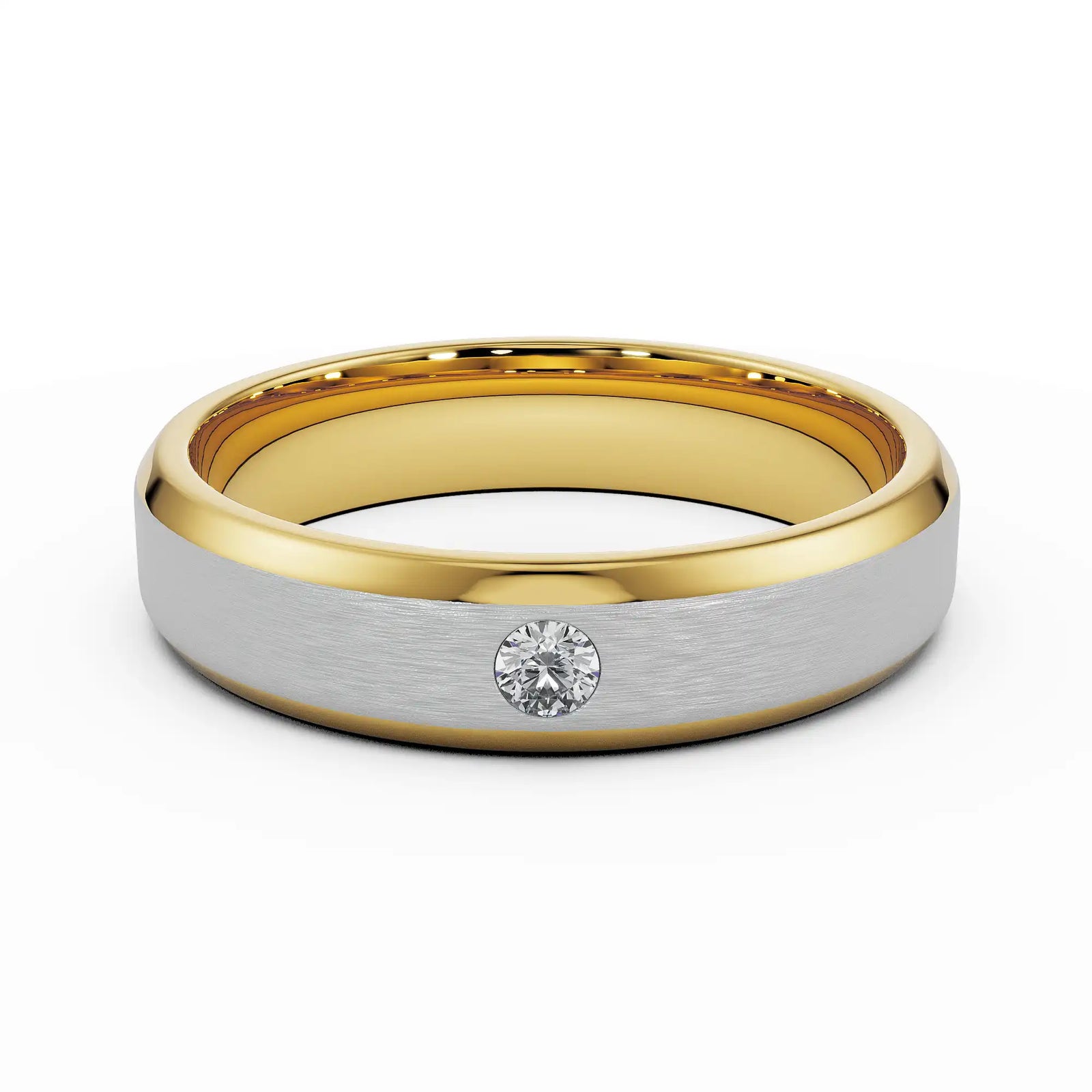 Mixed Metal Diamond Band Front View