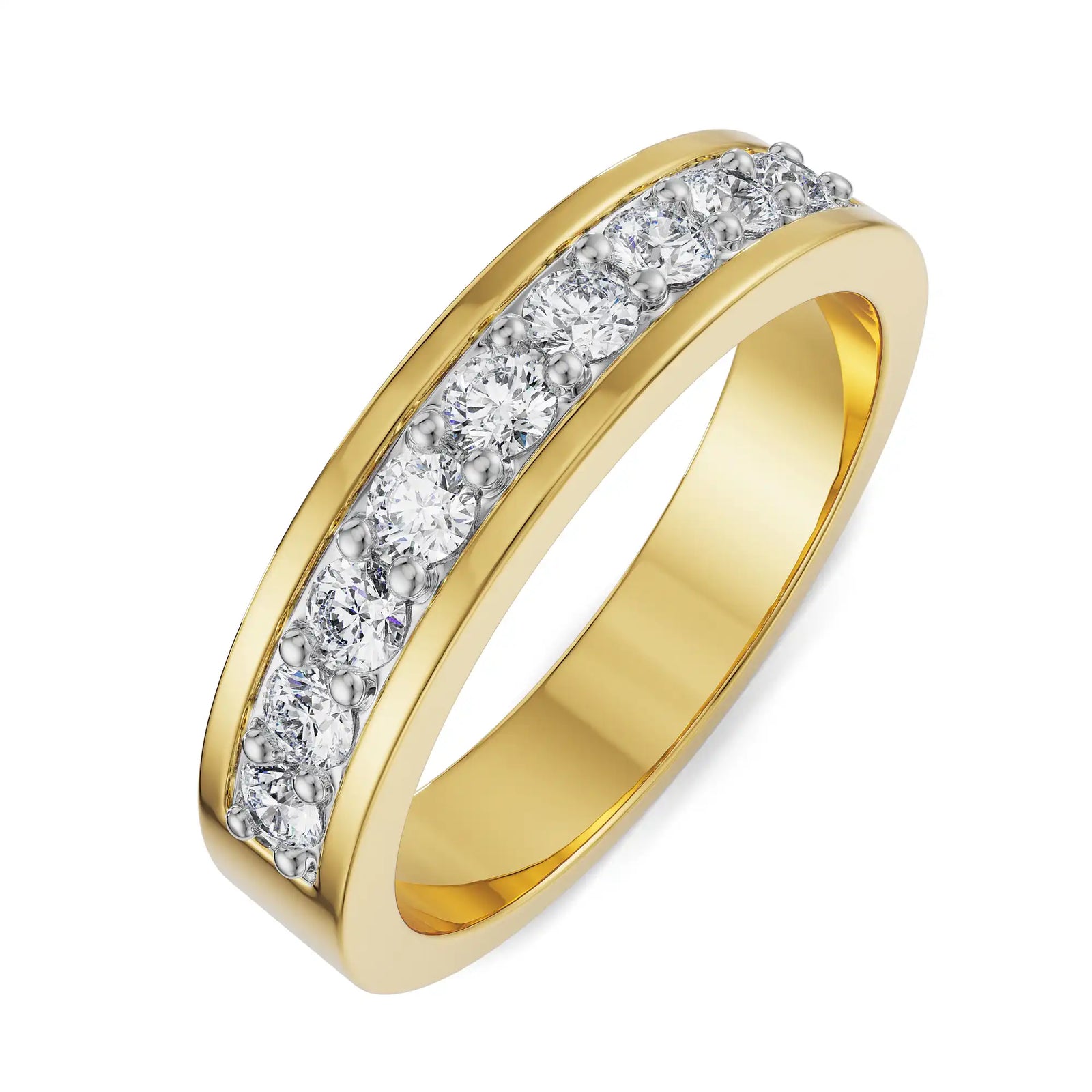 Sleek Row Diamond Band Top View