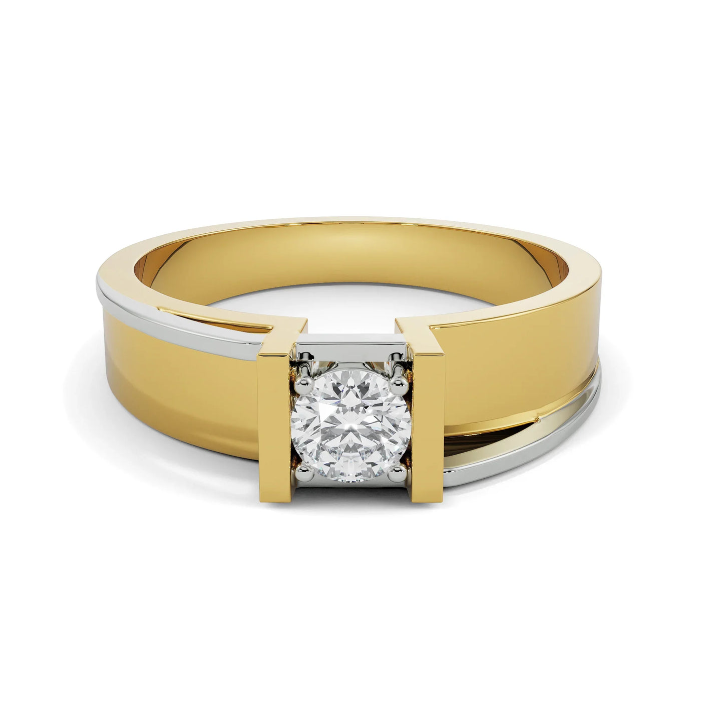 Classic Solitaire Lab Diamond Band for Men 9KT