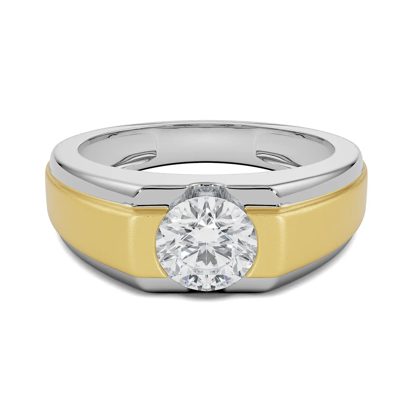 Two-Tone Round Lab Grown Diamond Engagement Ring
