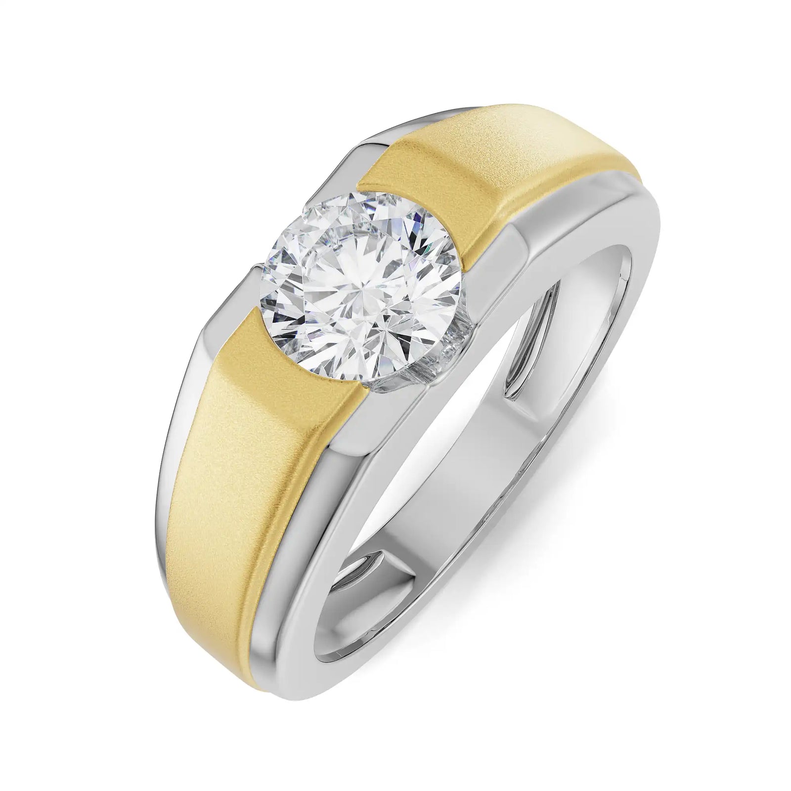 Two-Tone Round Engagement Ring Top View