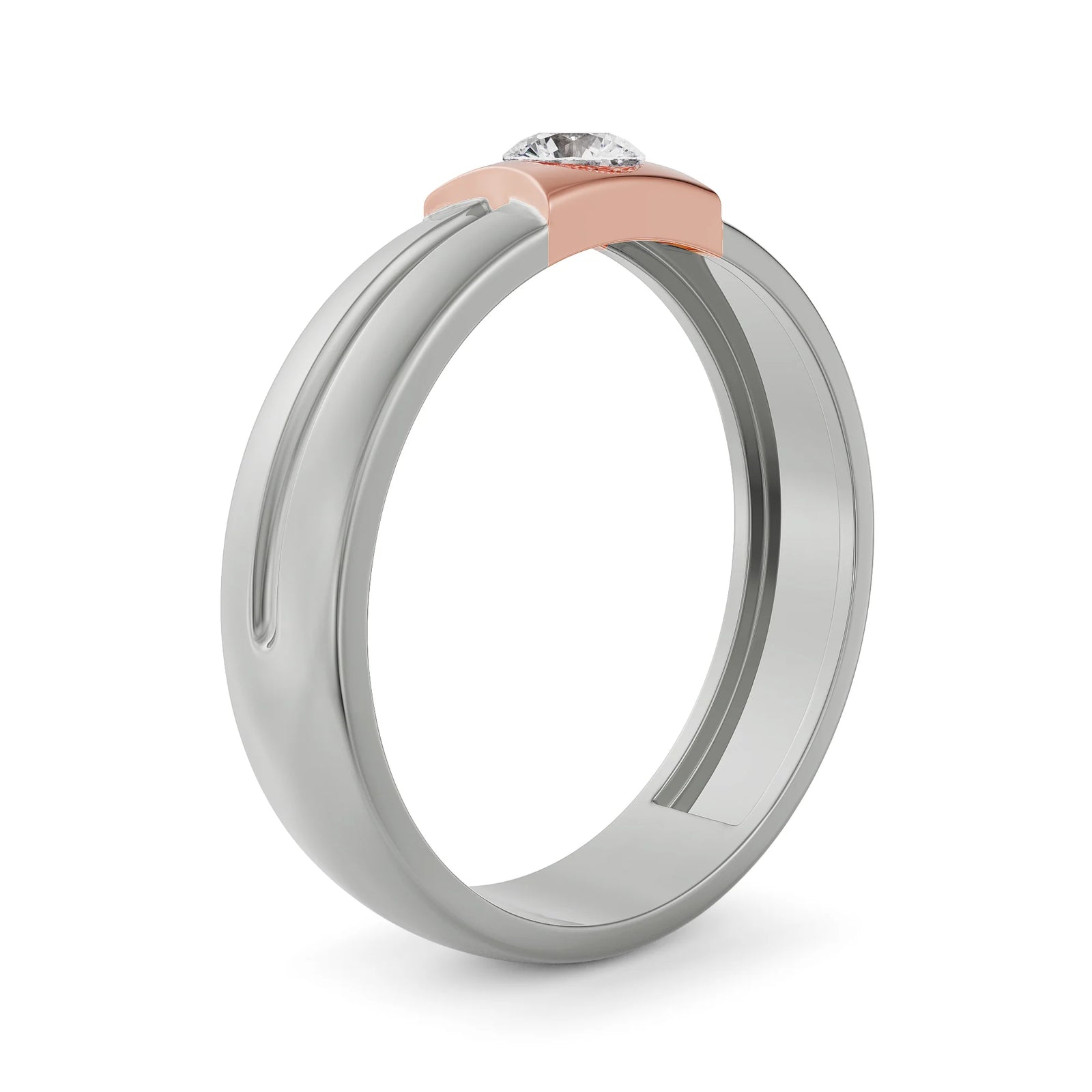 Charming Solitaire Diamond Band for Men Side View