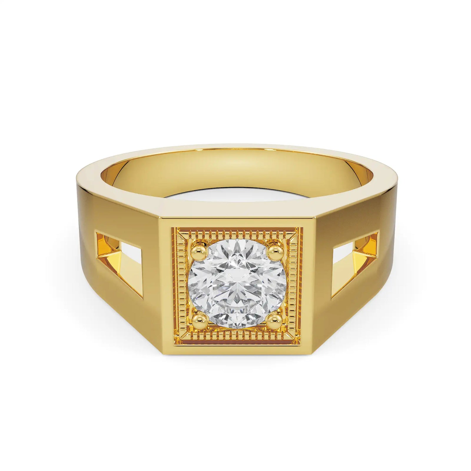 Ezra Round Men’s Diamond Ring Front View in 9KT