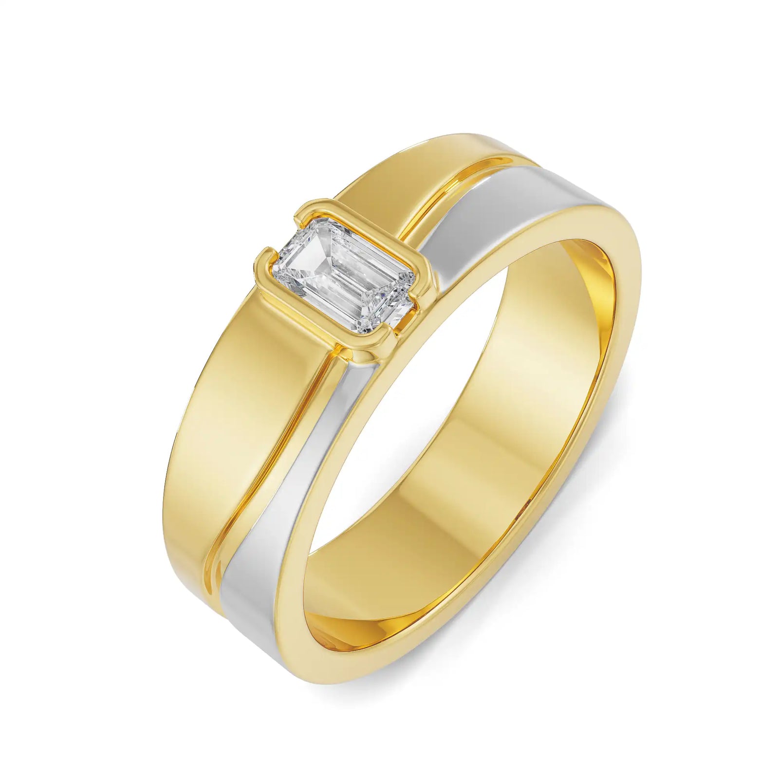 Timeless Emerald Men’s Diamond Ring Top View