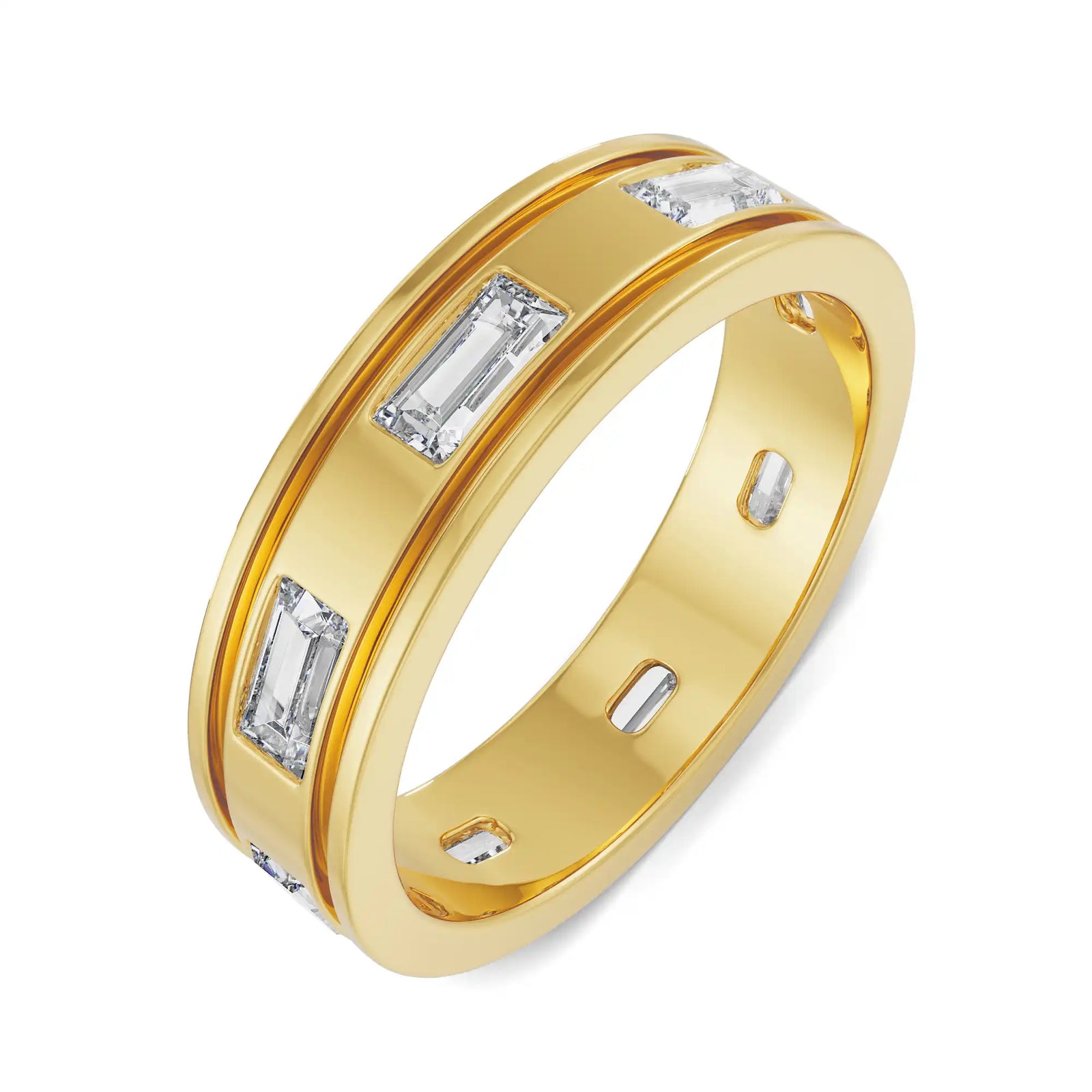 Regal Emerald Wedding Band for Men Top View
