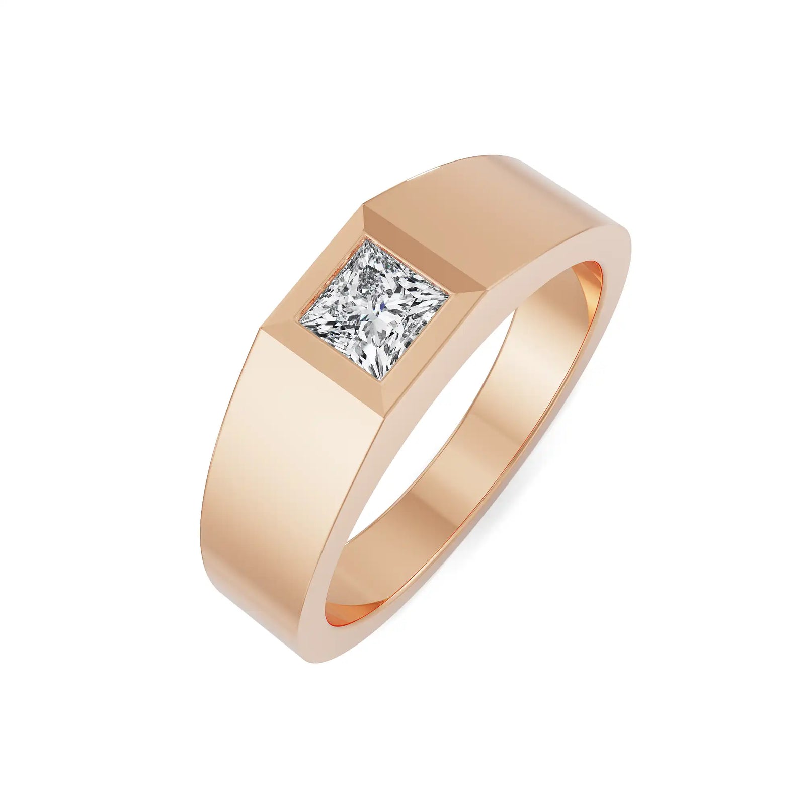 Princess Cut Jake Diamond Ring Top View in 9KT
