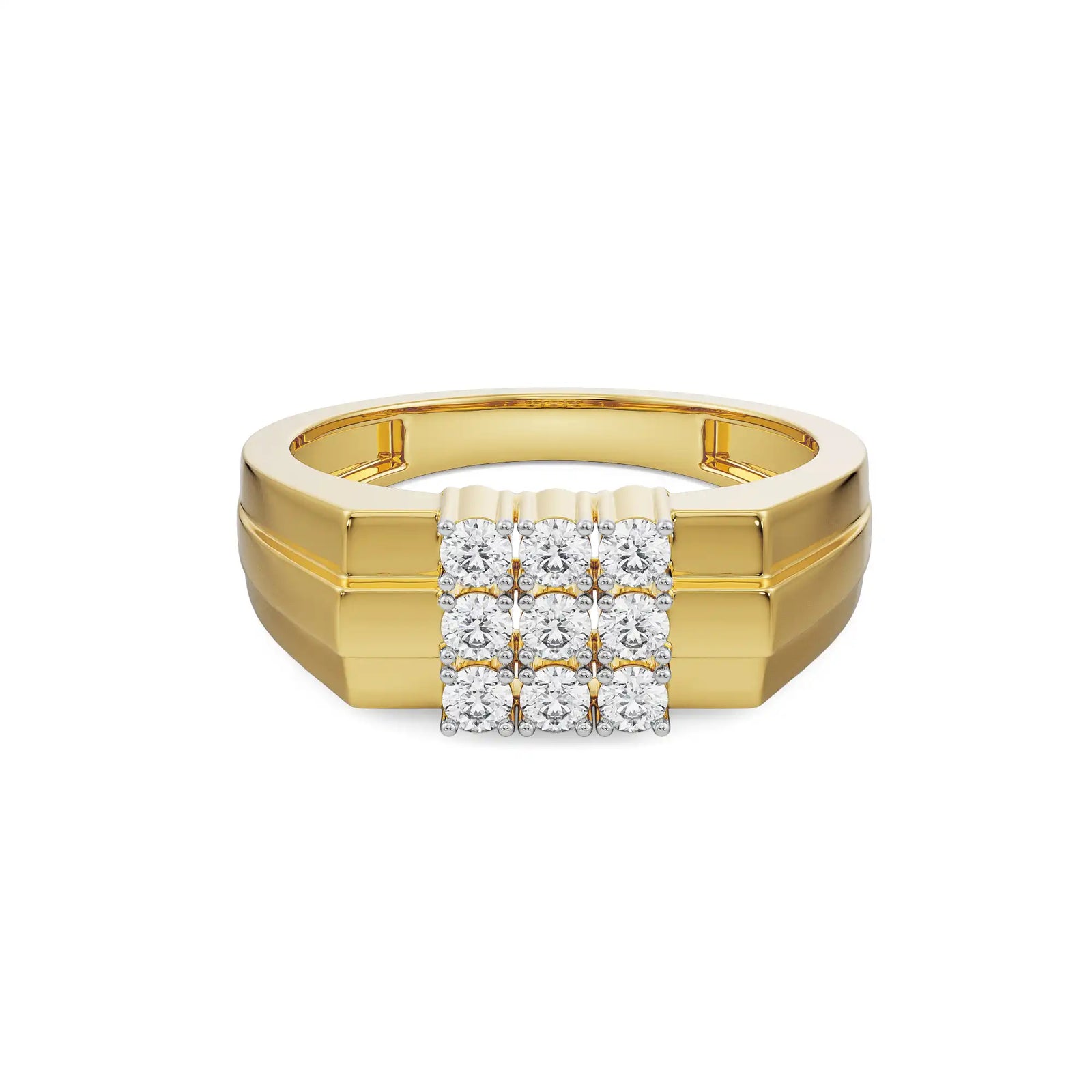 Arthur Diamond Ring for Men Front View in 9KT
