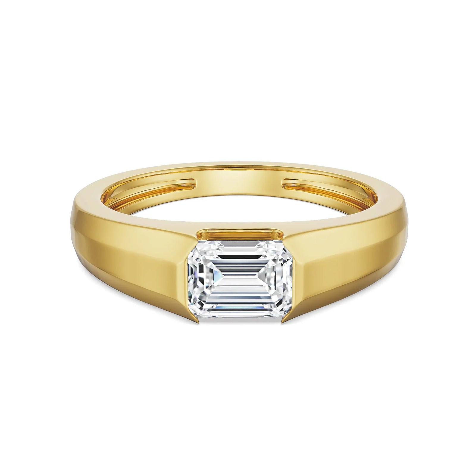1 CT Emerald Lab Diamond Band for Men - front view in 9KT