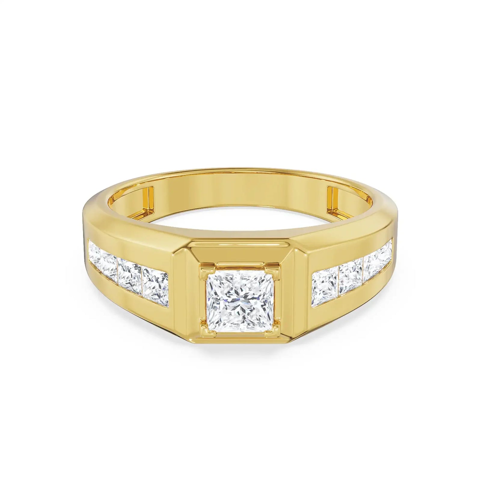 Square Cut Timeless Men’s Ring Front view in 9KT