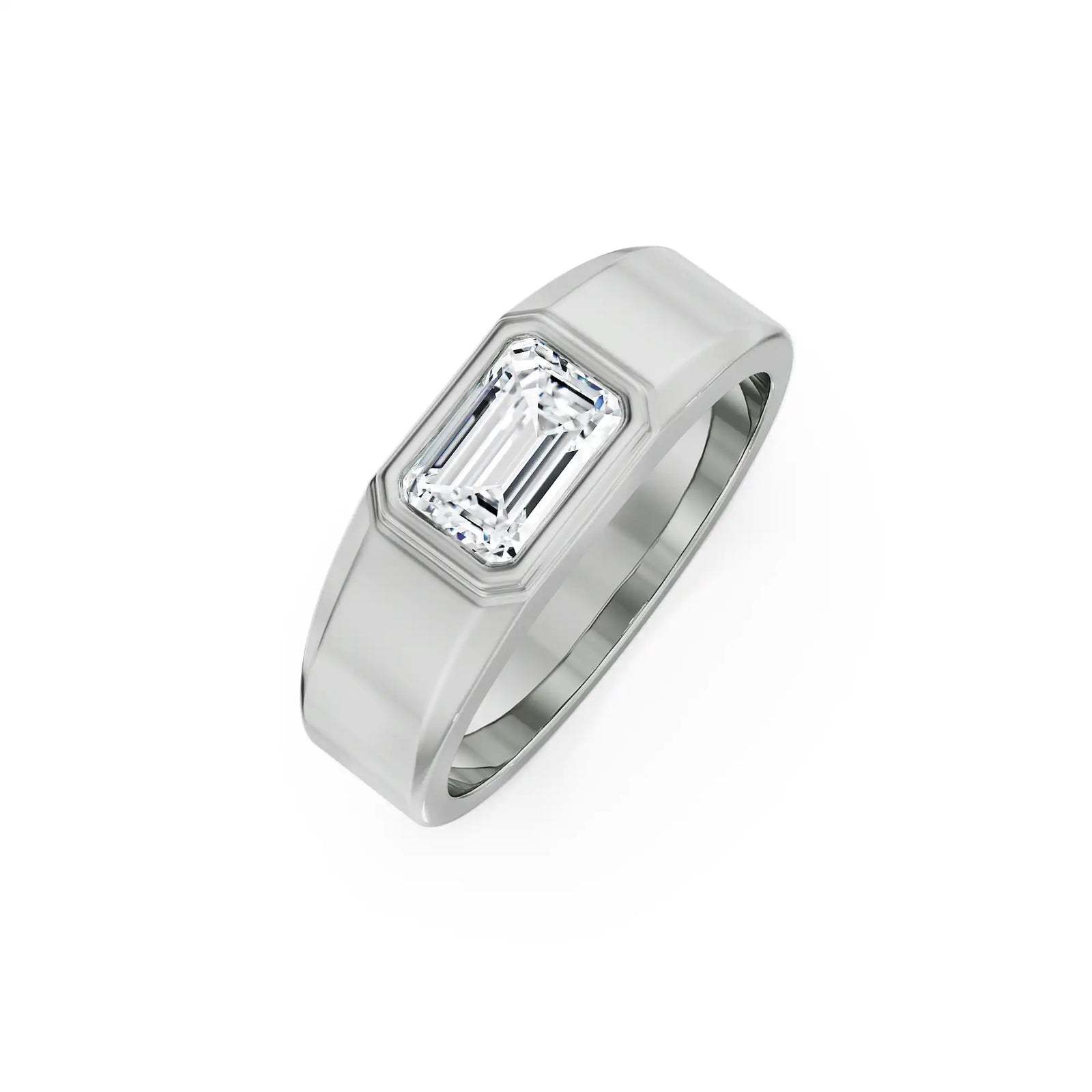 Nirvan Emerald Cut Lab Grown Diamond Ring - left view