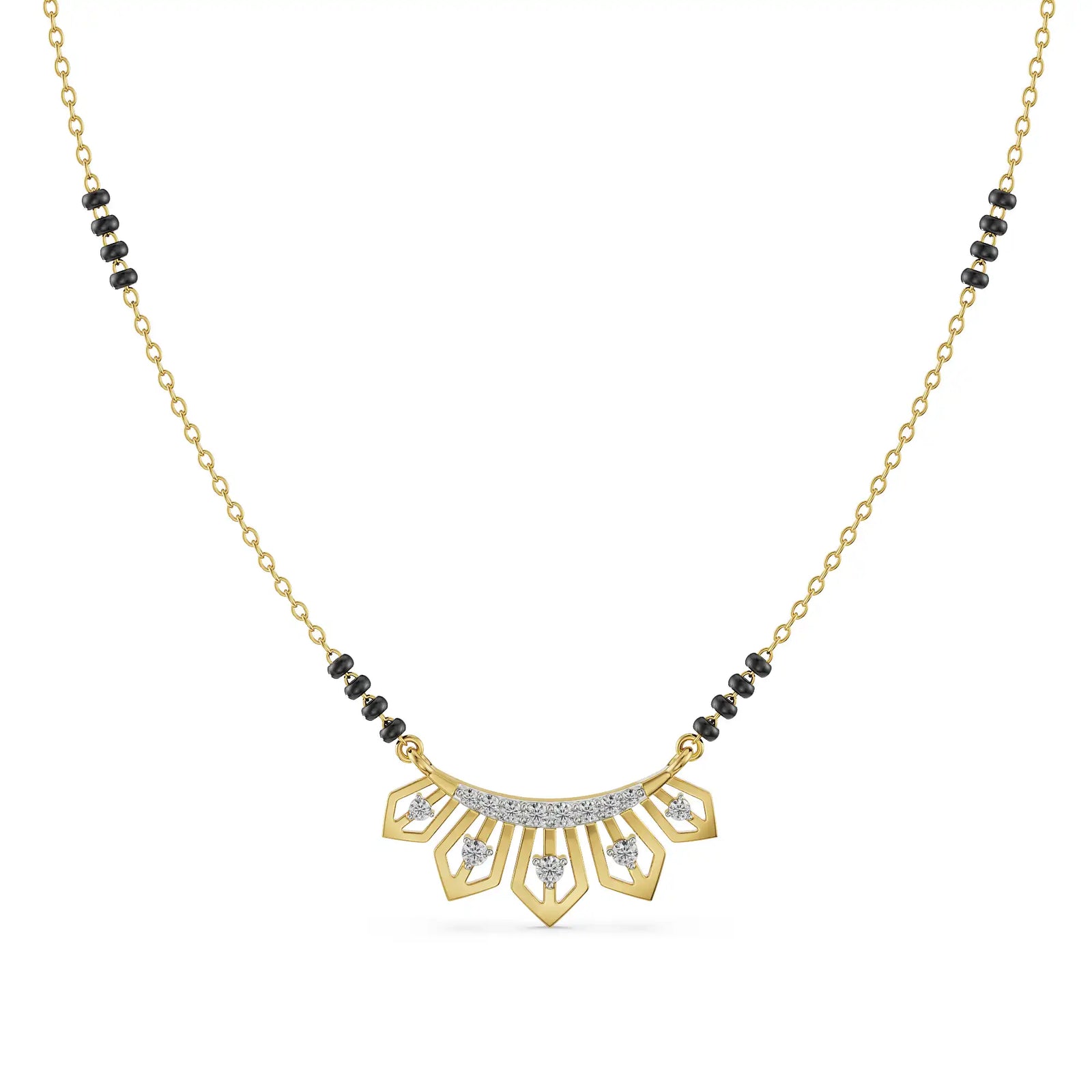 Jiya Diamond Mangalsutra Front View in 9KT