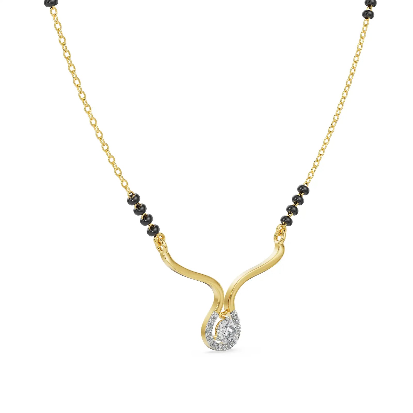 Twisted V Diamond Mangalsutra Right View